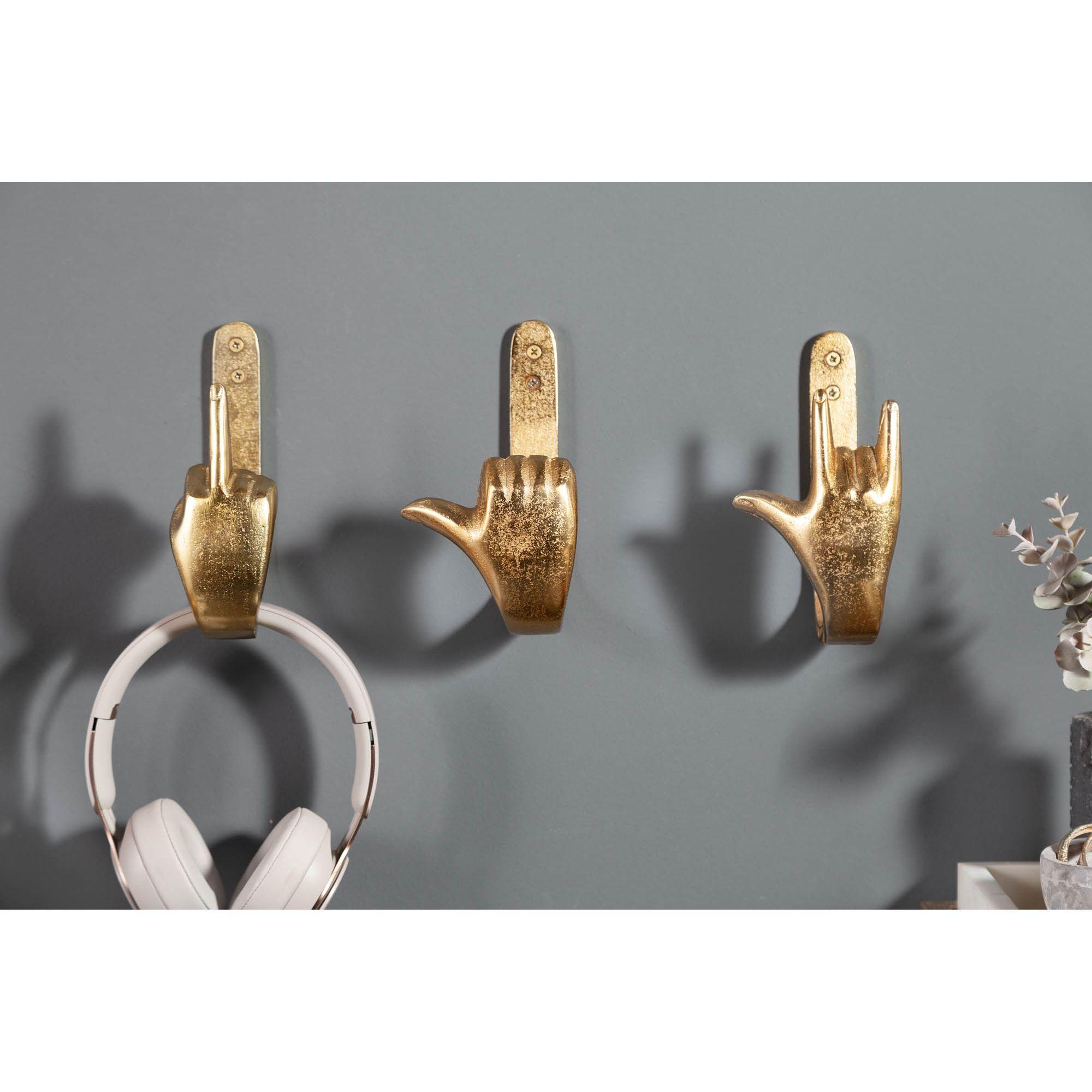 Kleiderhaken Hands Metall gold (3er-Set)