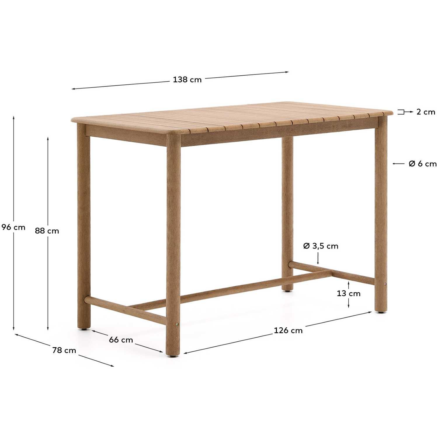 Garten Bartisch rechteckig Sori Akazienholz massiv 138x78 FSC 100%