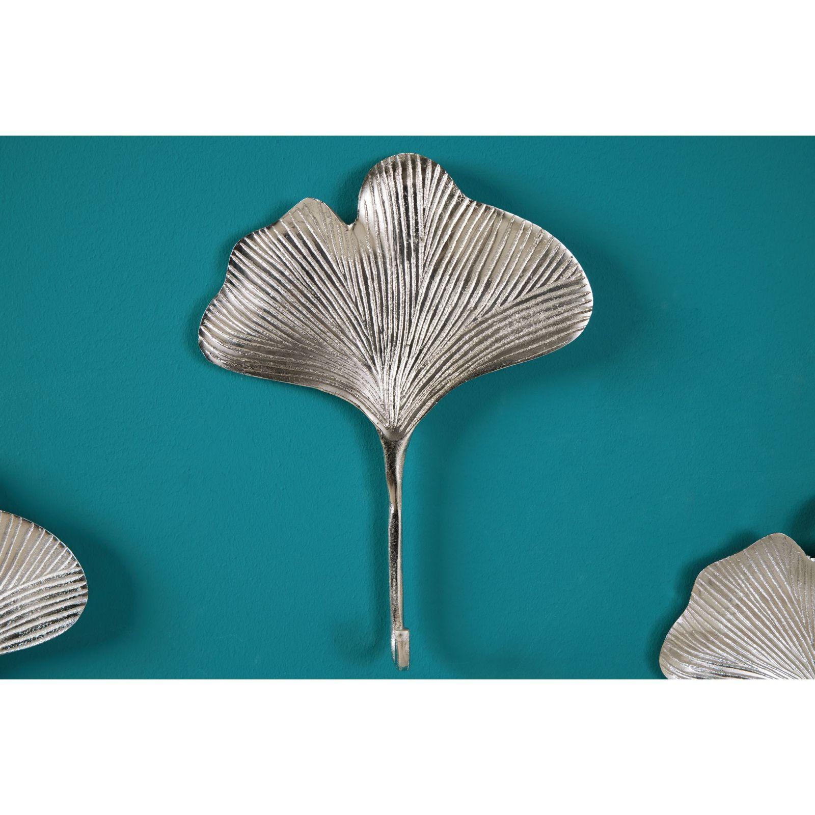Kleiderhaken Ginkgo Metall silber (3er-Set)