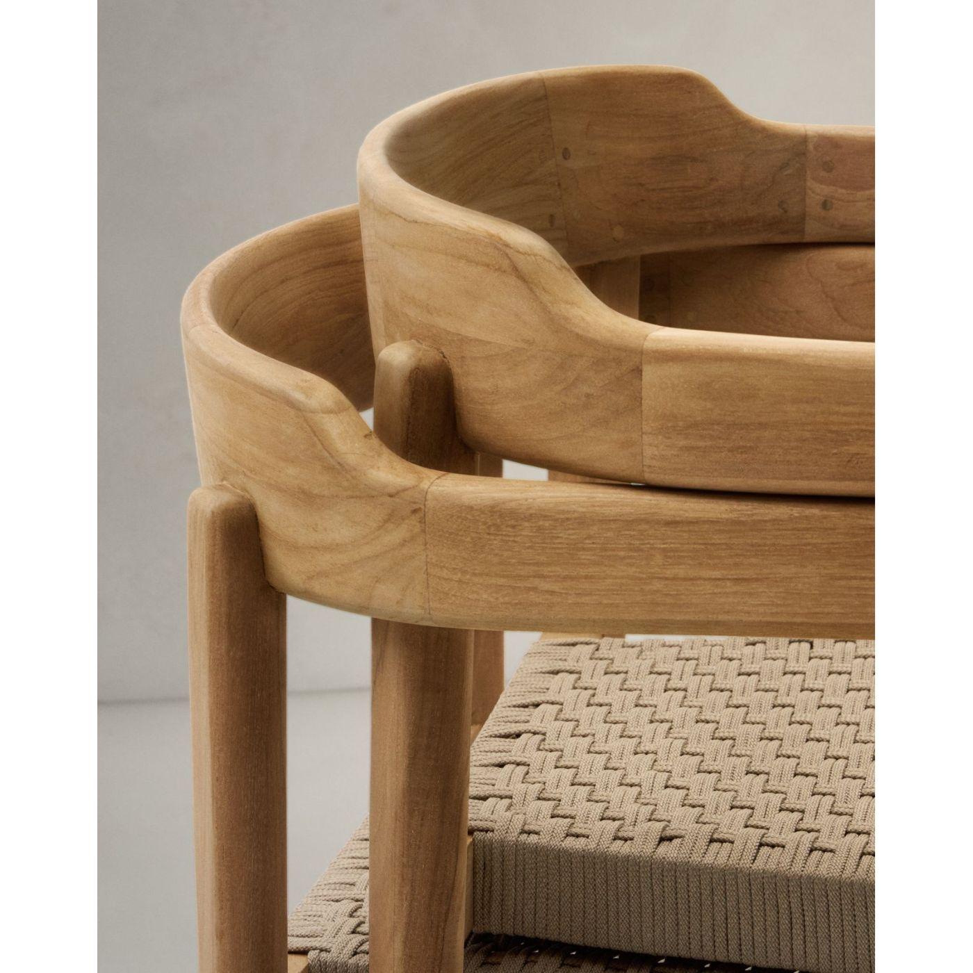 Garten Holzstuhl Icaro stapelbar massives Teakholz Natur Seil 100% FSC