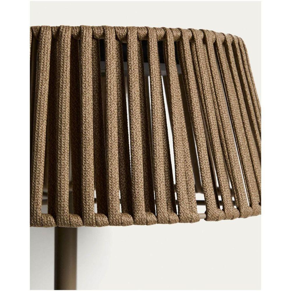 Outdoor-Solar-Stehlampe Aldet aus flachem Seil mit beigem Metallfuss 46x46