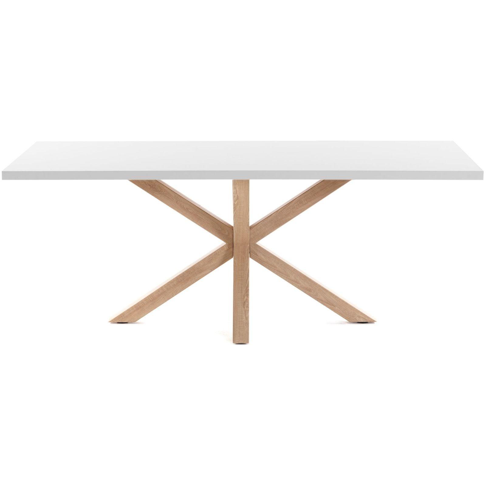 Argo Tisch 180 x 100 cm mit Melamin weiß und Stahlbeinen mit Holzeffekt