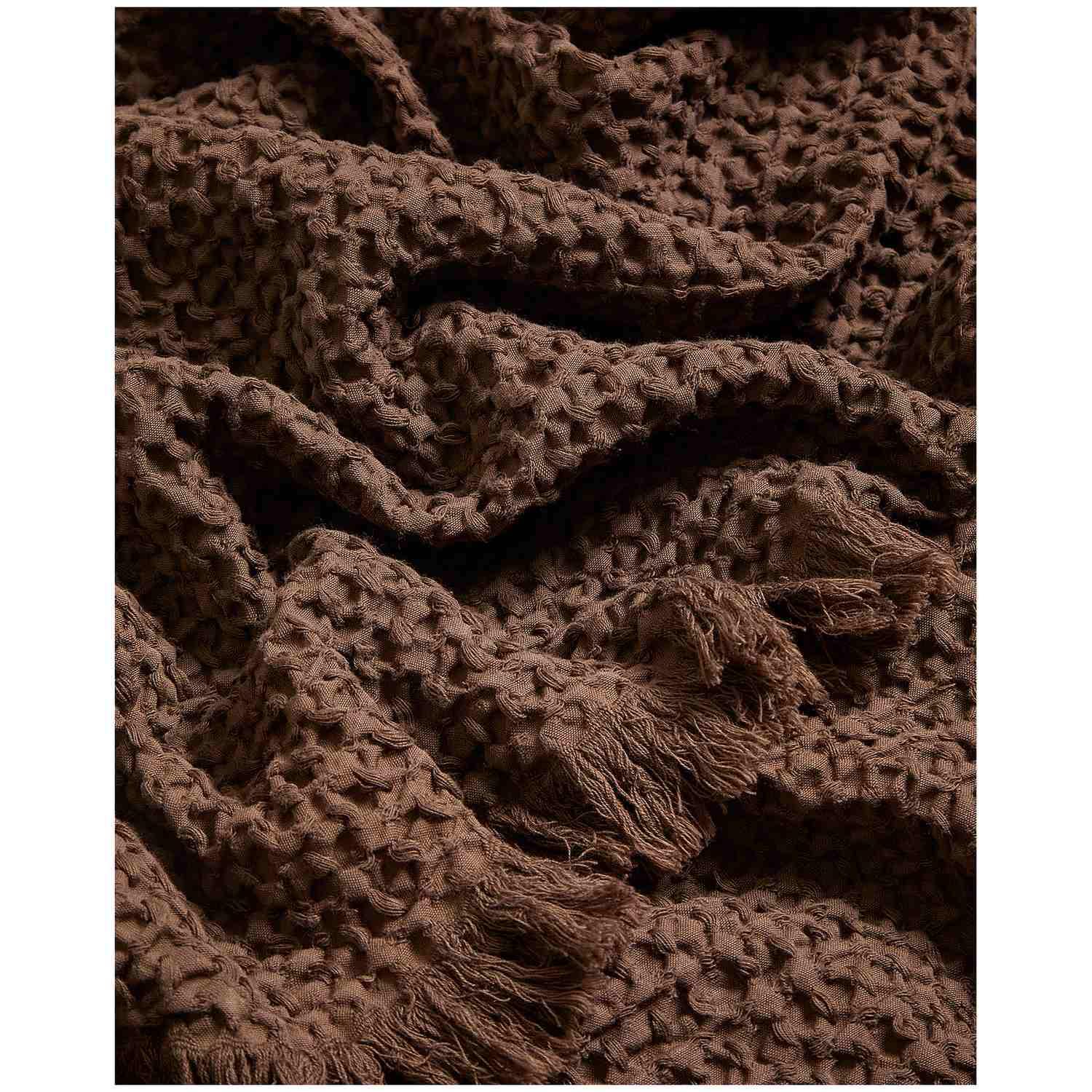 Decke Nulina aus 100% Baumwoll-Waffelpiqué in Braun 130x170