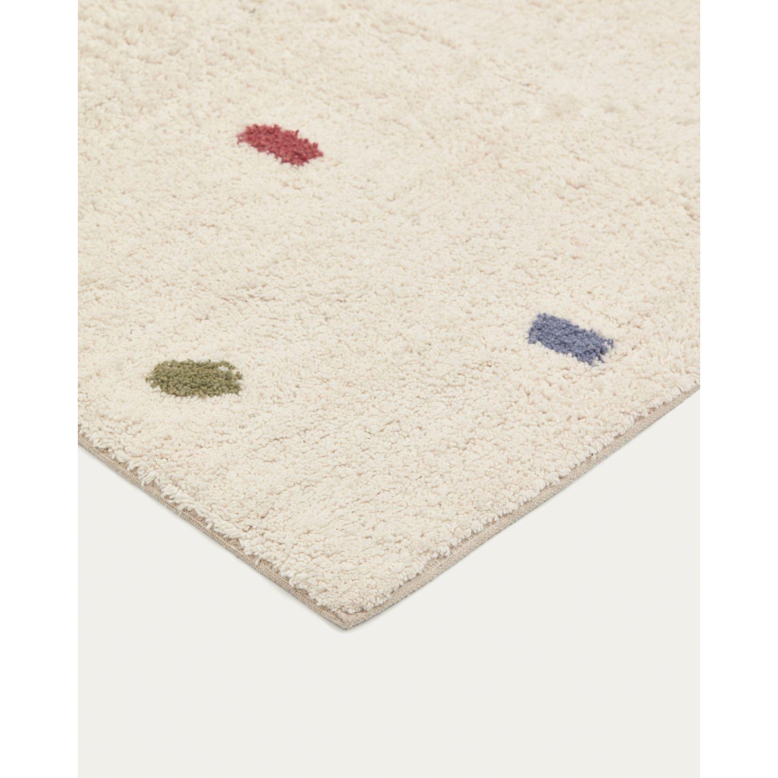 Epifania Teppich 100% Baumwolle weiss mit bunten Punkten 90 x 150 cm