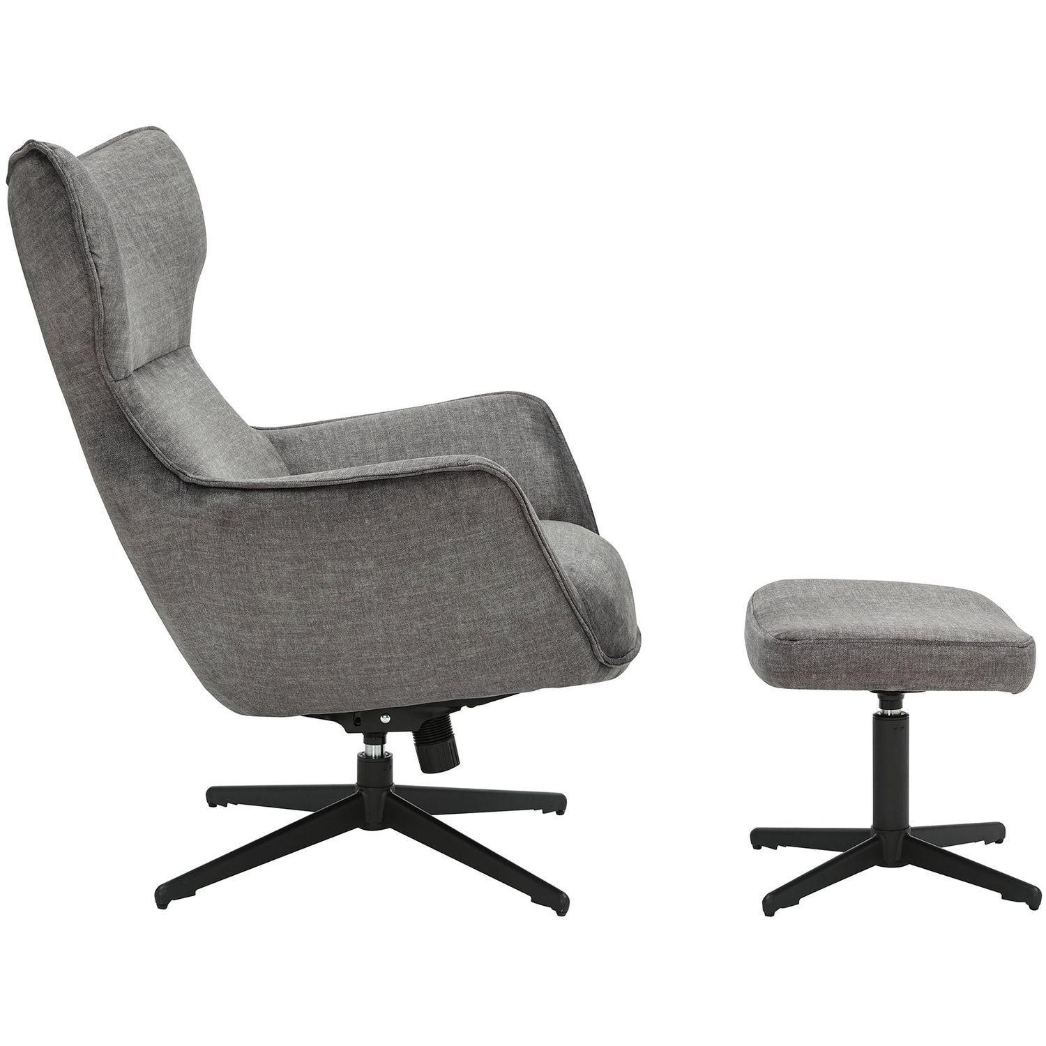 Relaxsessel drehbar Vana Samt Stoff grau Metall schwarz