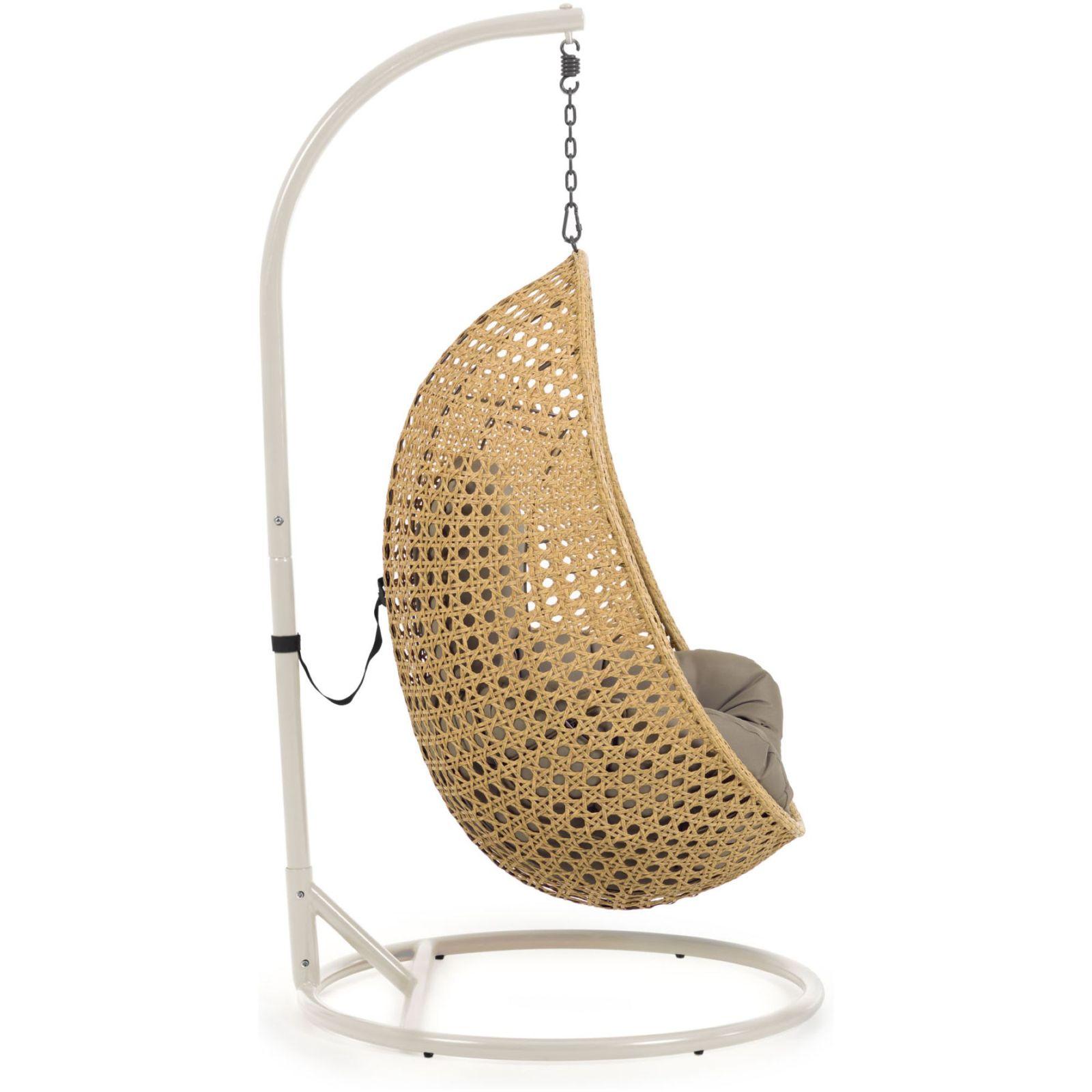 Garten Hängesessel Ciara Poly Rattan natur Fuss hellgrau