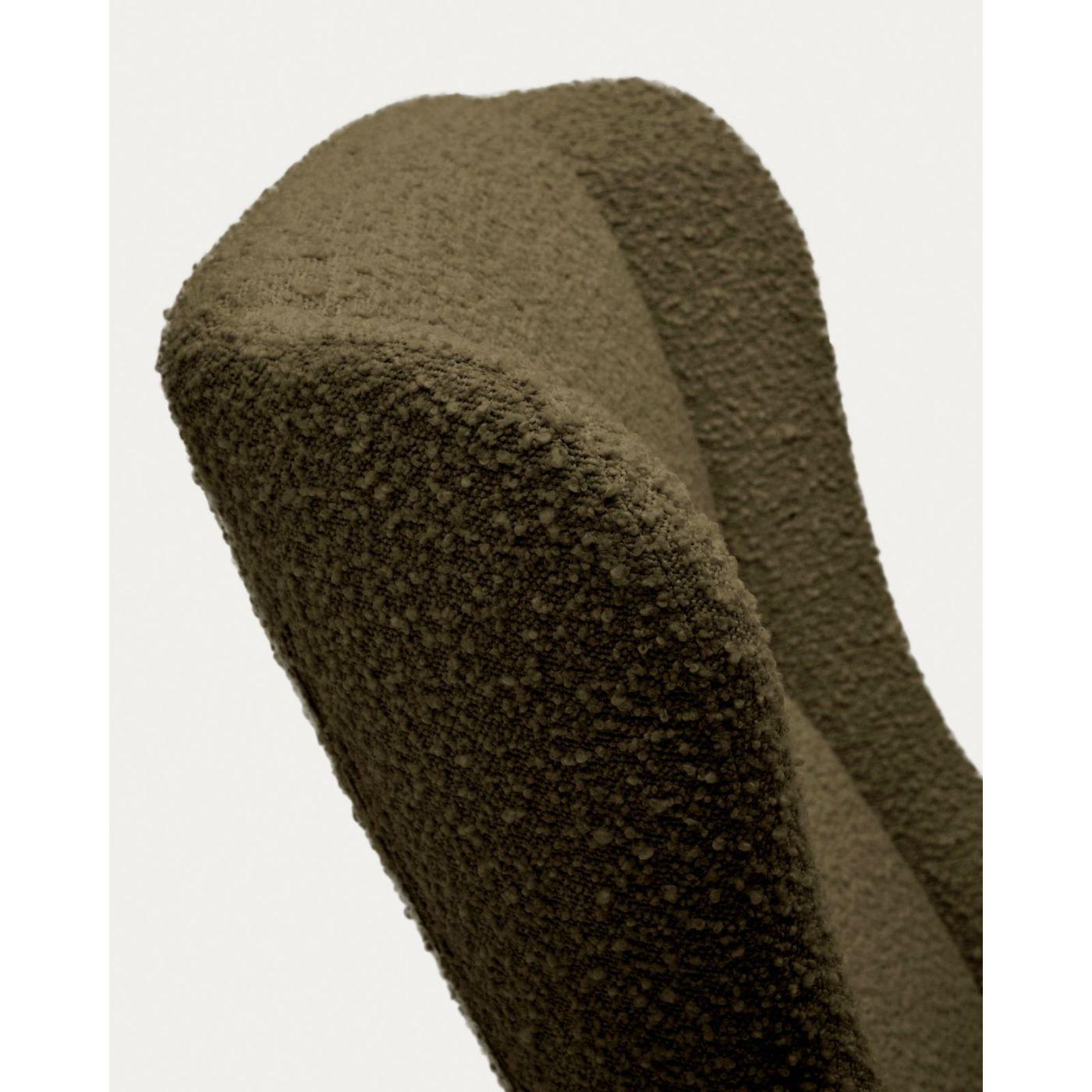Maustin Schaukelstuhl mit dunkelgrünem Bouclé und Gestell aus Stahl und Buchenholz