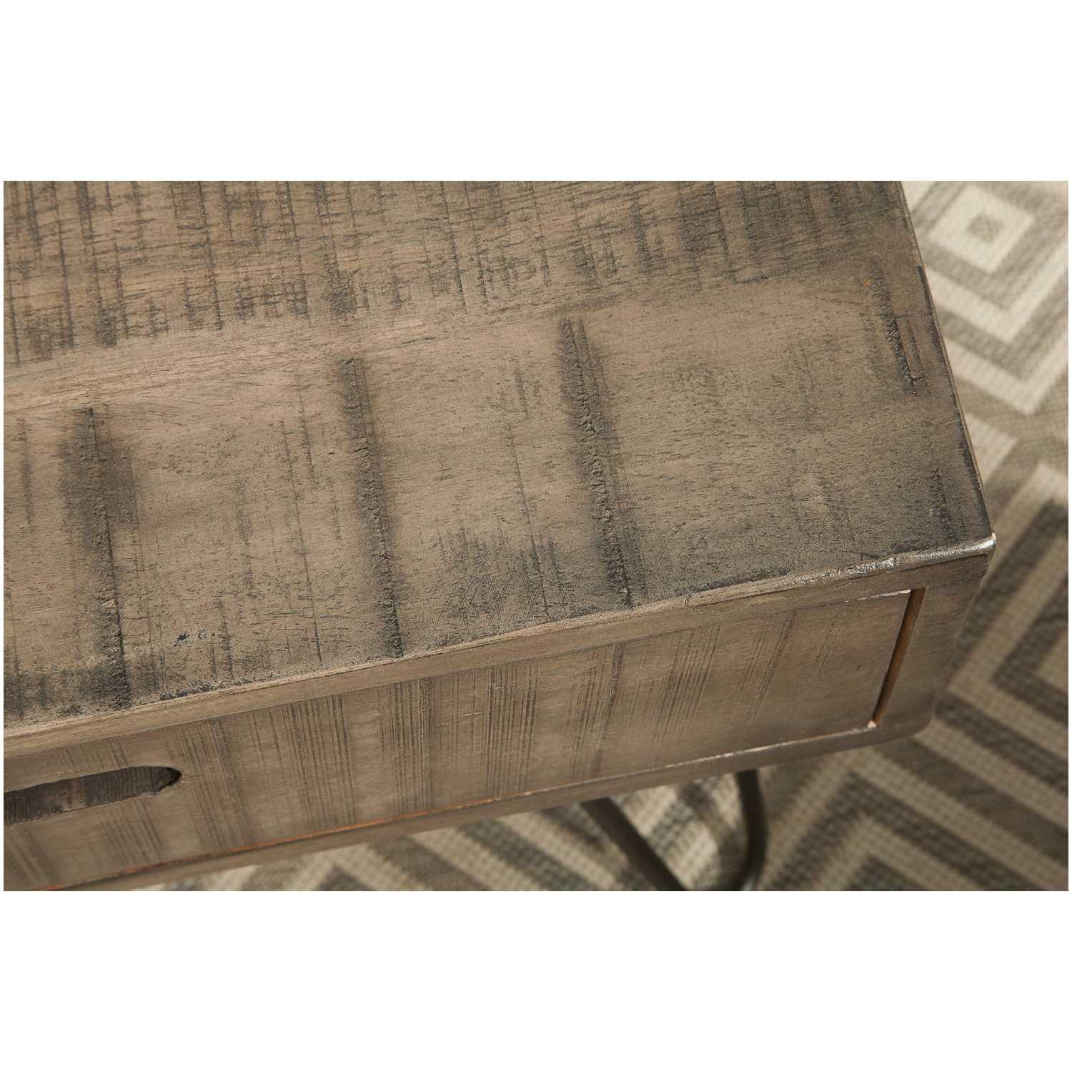 Beistelltisch mit Schublade Vintage Baraya Mangoholz grau
