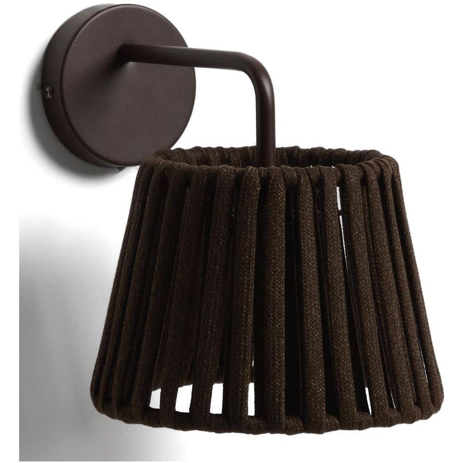 Outdoor-Wandleuchte Aldet aus flachem Seil und braunem Metall