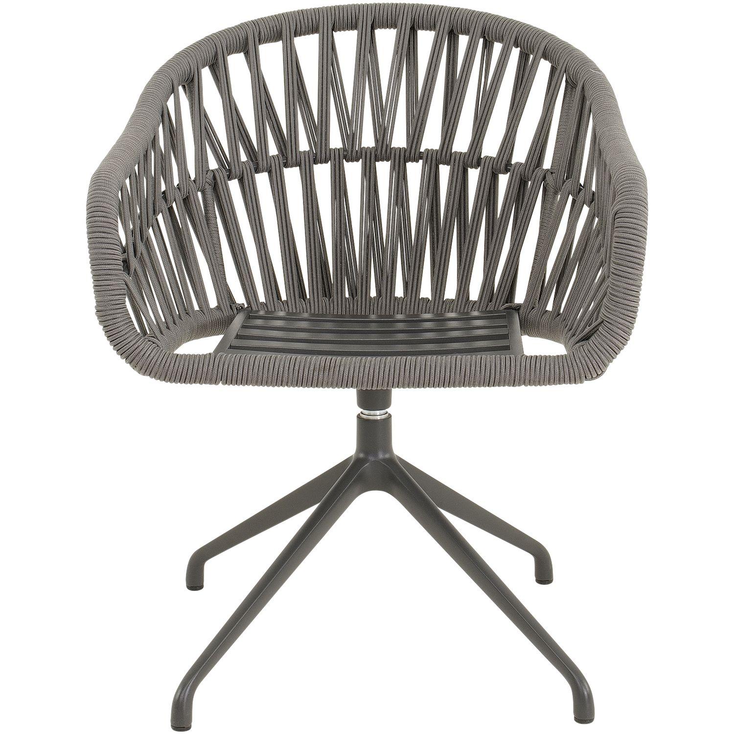 Garten Drehstuhl mit Armlehne Zaya Seil Aluminium anthrazit grau