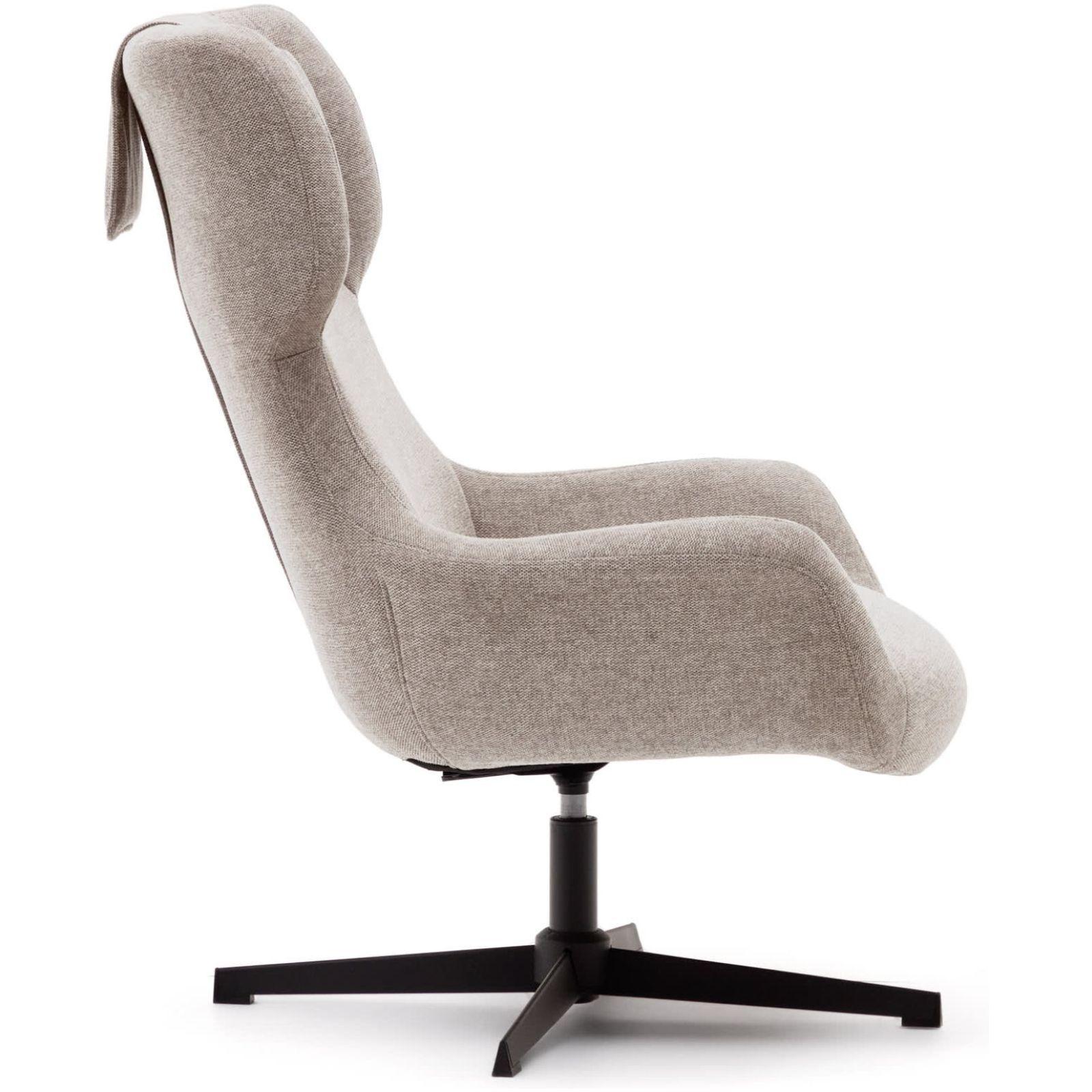 Relaxsessel drehbar Zalina Chenille Stoff beige Stahl schwarz