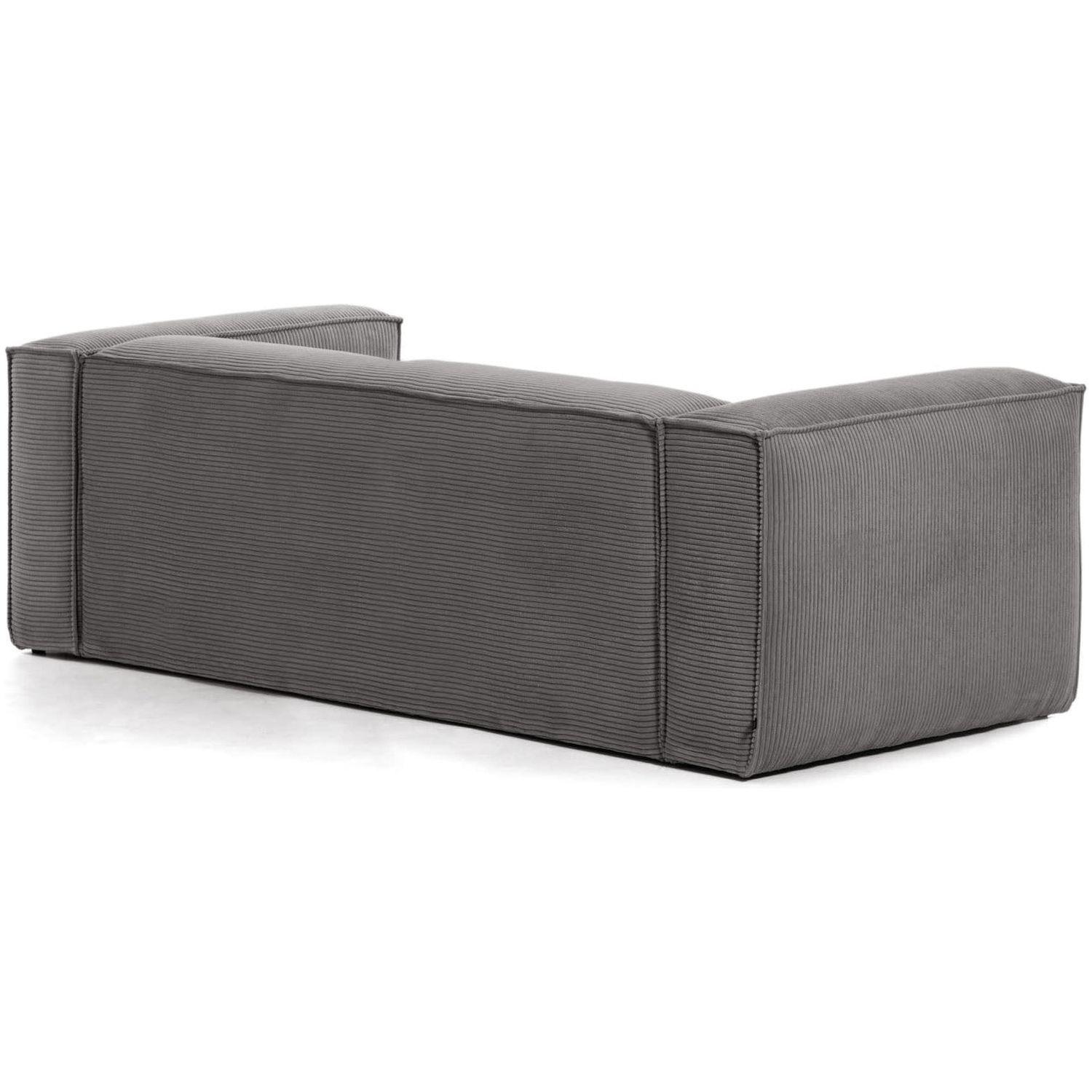 2-Sitzer-Ecksofa Blok mit dickem grauen Cord und Chaiselongue rechts 240x174 FSC Mix Credit