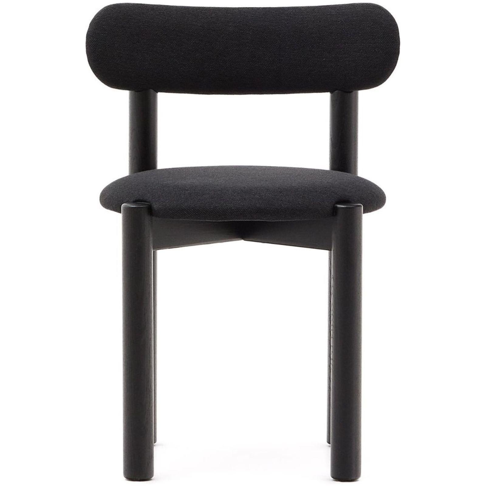 Design Stuhl Nebai Chenille schwarz Gestell Eichenholz schwarz FSC