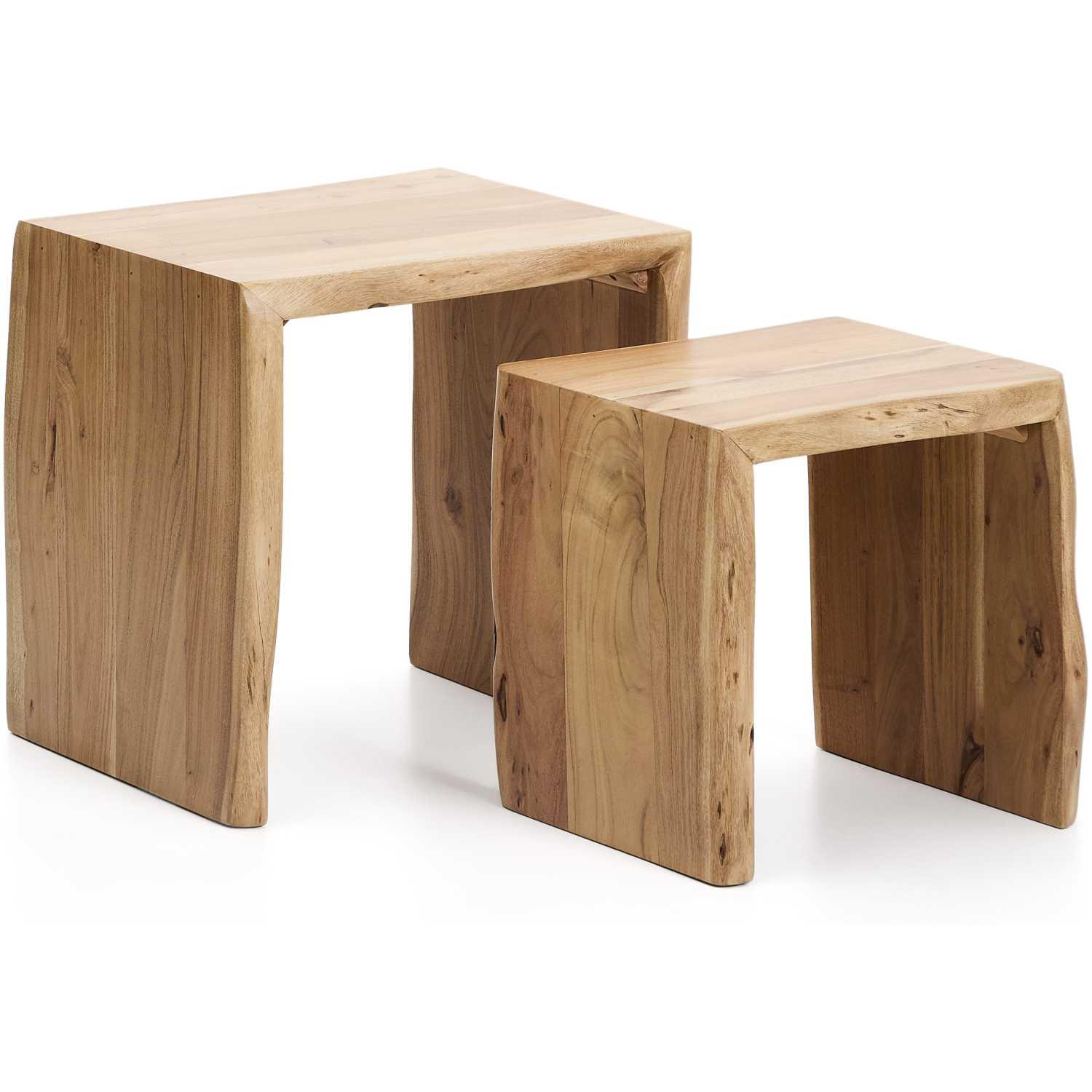 Beistelltisch Lomiri Akazienholz massiv natur Baumkante (2er-Set)