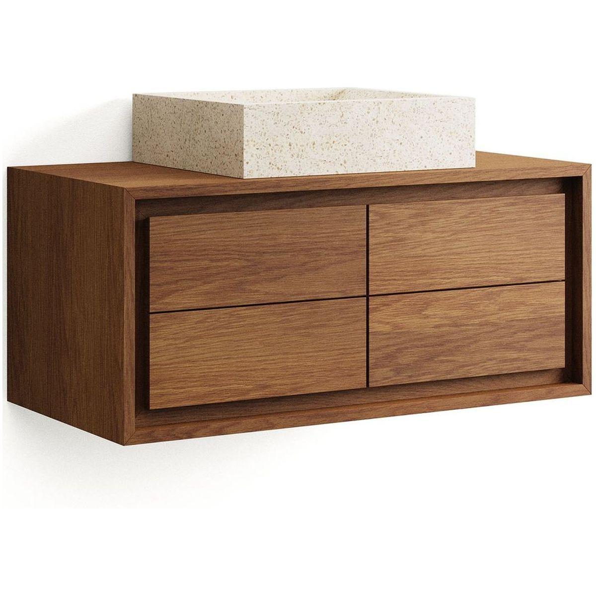 Badezimmermöbel Kenta aus massivem Teakholz mit Nussbaum Finish 90x45