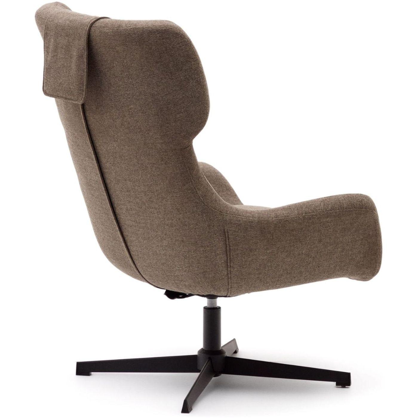 Relaxsessel drehbar Zalina Chenille Stoff hellbraun Stahl schwarz