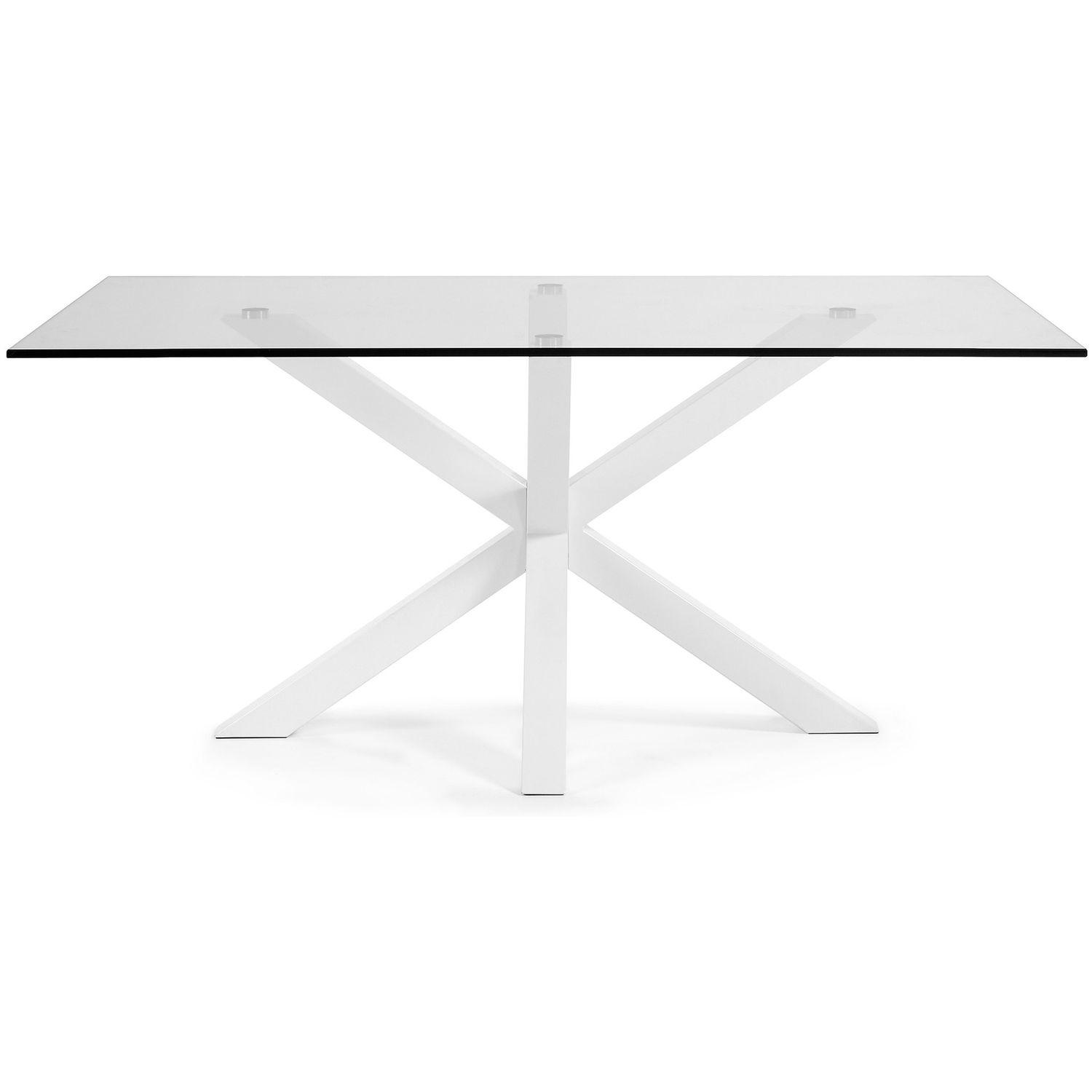 Argo Tisch aus Glas und Stahlbeine weiß 180 x 100 cm