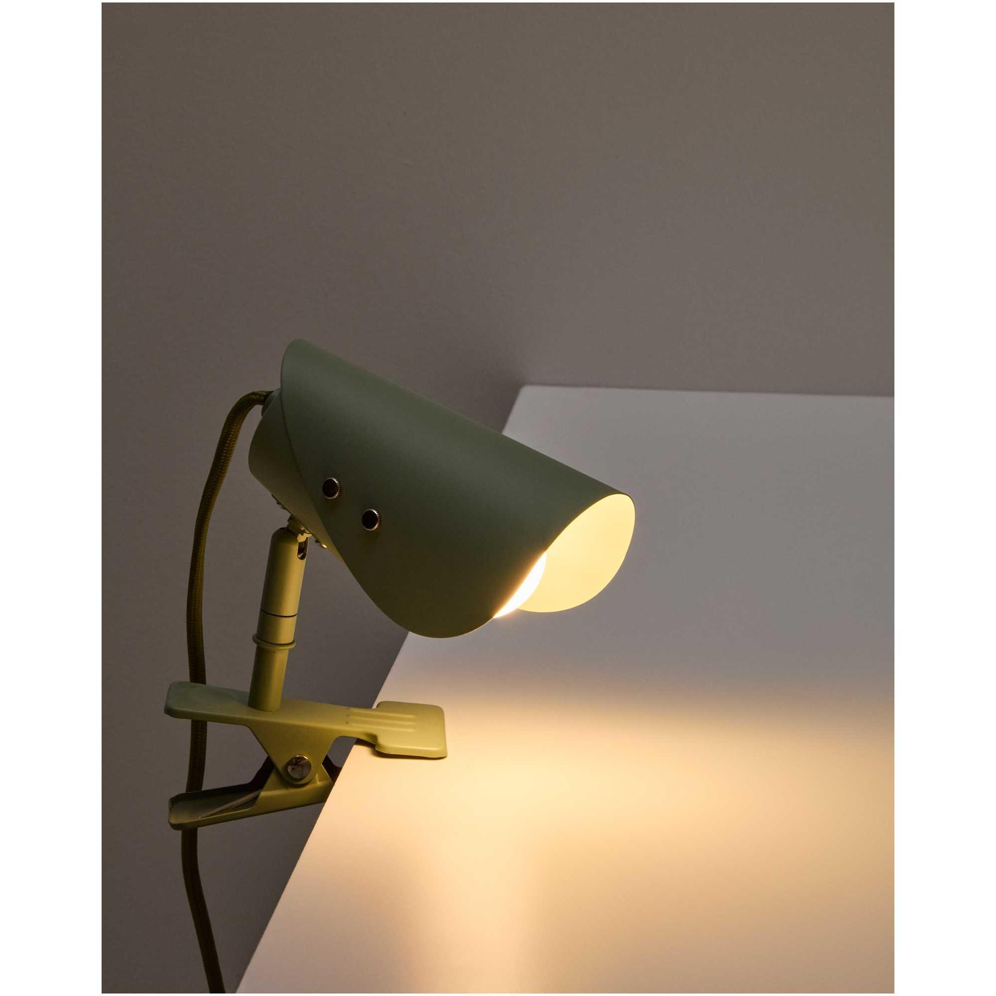 Kleine Lampe mit Klemme Jula aus grünem Metall