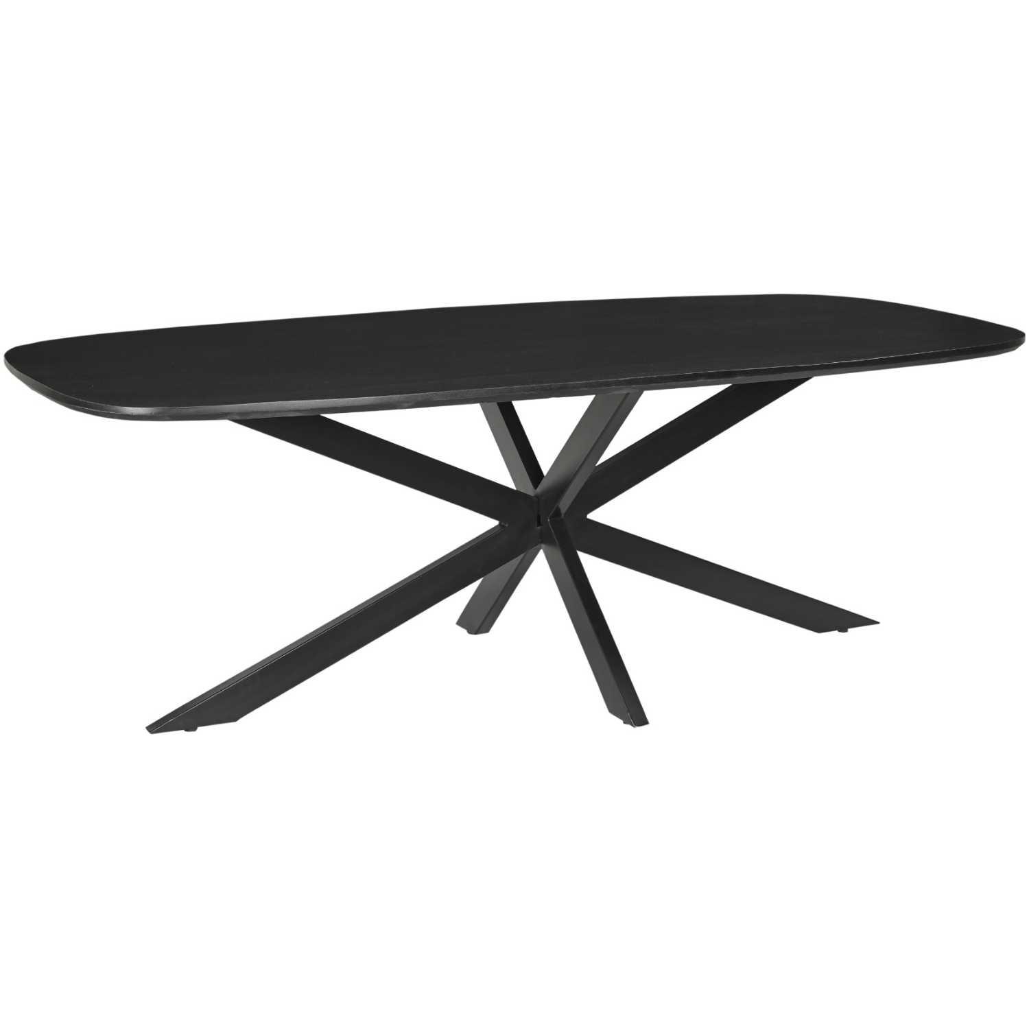 Esstisch abgerundet Lasse Spider Mangoholz rustikal schwarz - Grösse: 210x100