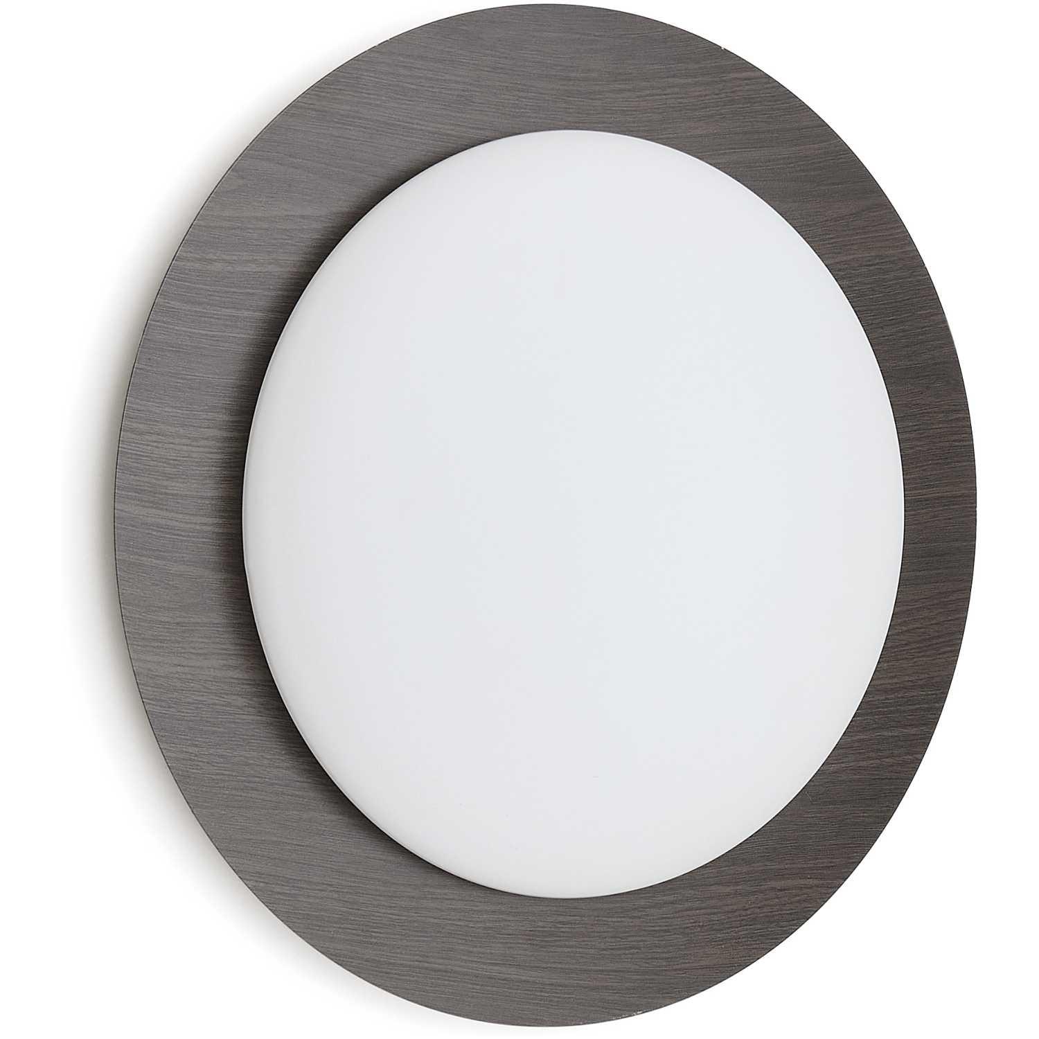 Deckenleuchte Novae Metall gebürstet Holzoptik dunkel Glas matt 40x40 (mit LED-Beleuchtung)