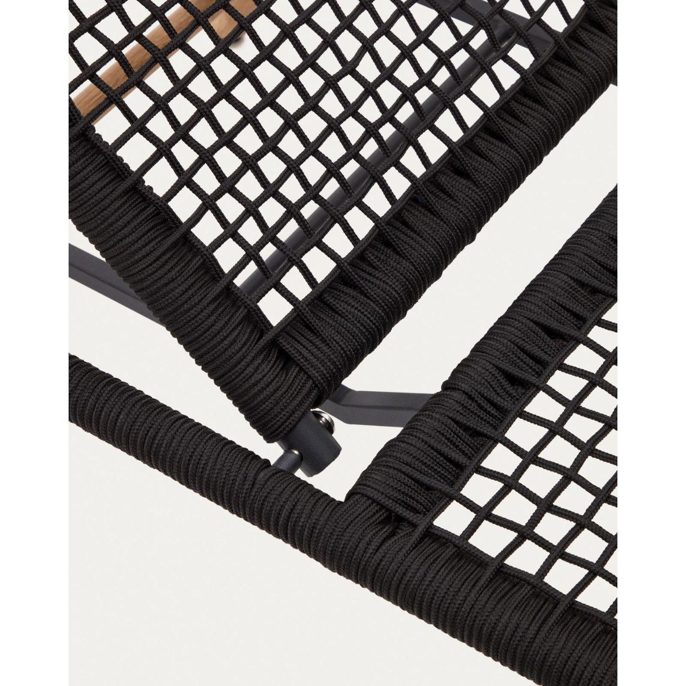 Sonnenliege Dandara Seil schwarz massives Akazienholz 100% FSC