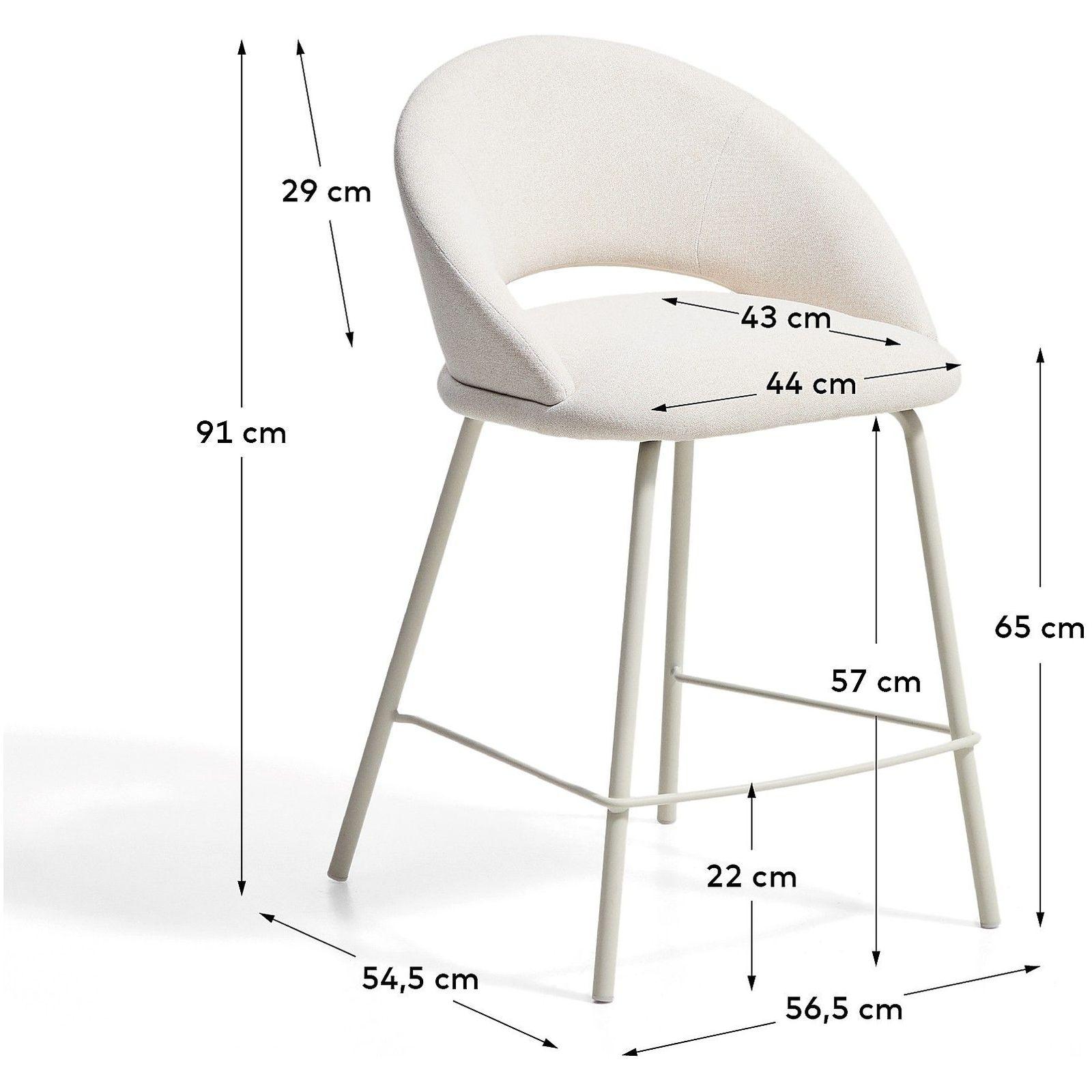 Barhocker Bonali mit beiger Chenille und beigen Metallbeinen FSC Mix Credit 65 cm