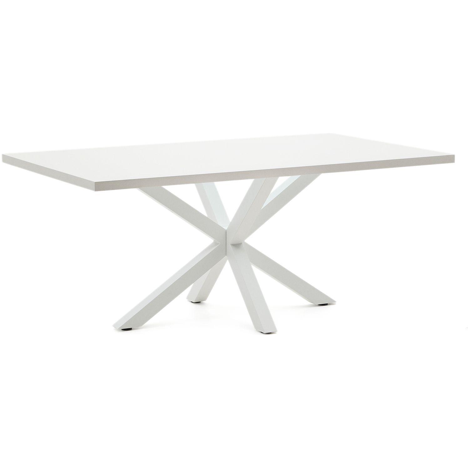 Argo Tisch 200 x 100 cm mit Melamin weiß und weißen Stahlbeinen