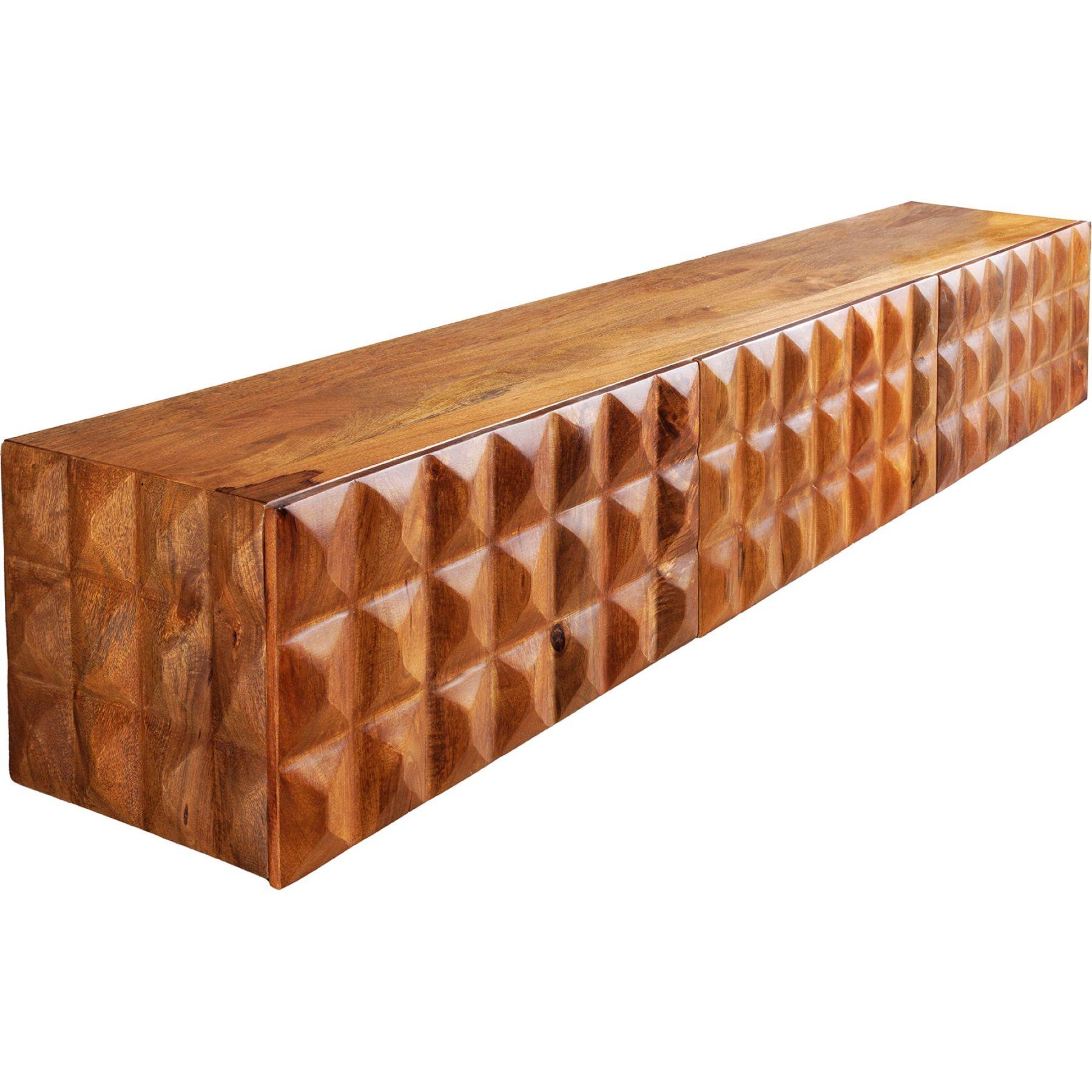 TV Wand Hängeschrank Vintage Cuben 160 braun Mangoholz
