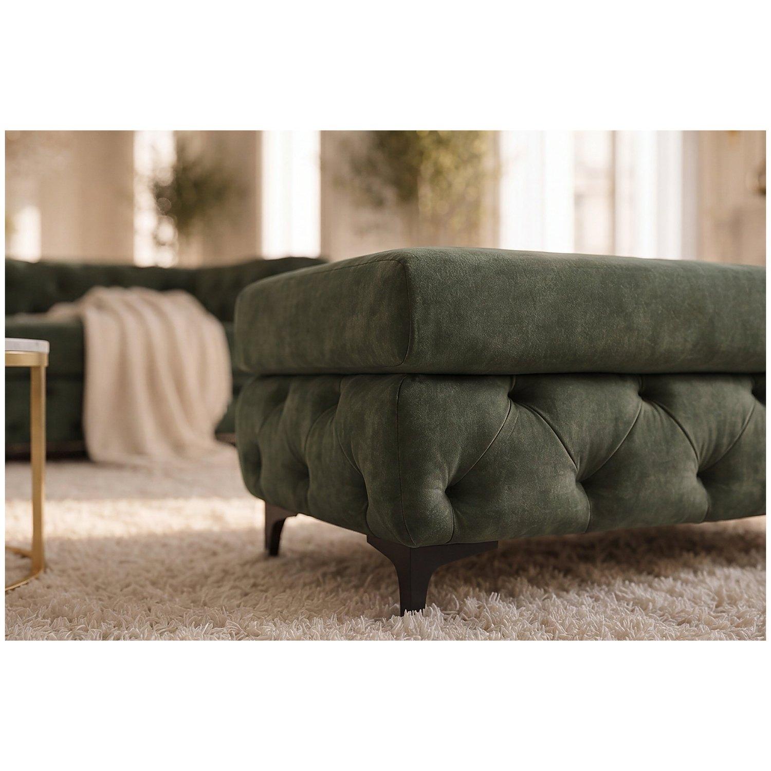 Chesterfield Polsterhocker Pomp Velvet Stoff dunkelgrün 95x62