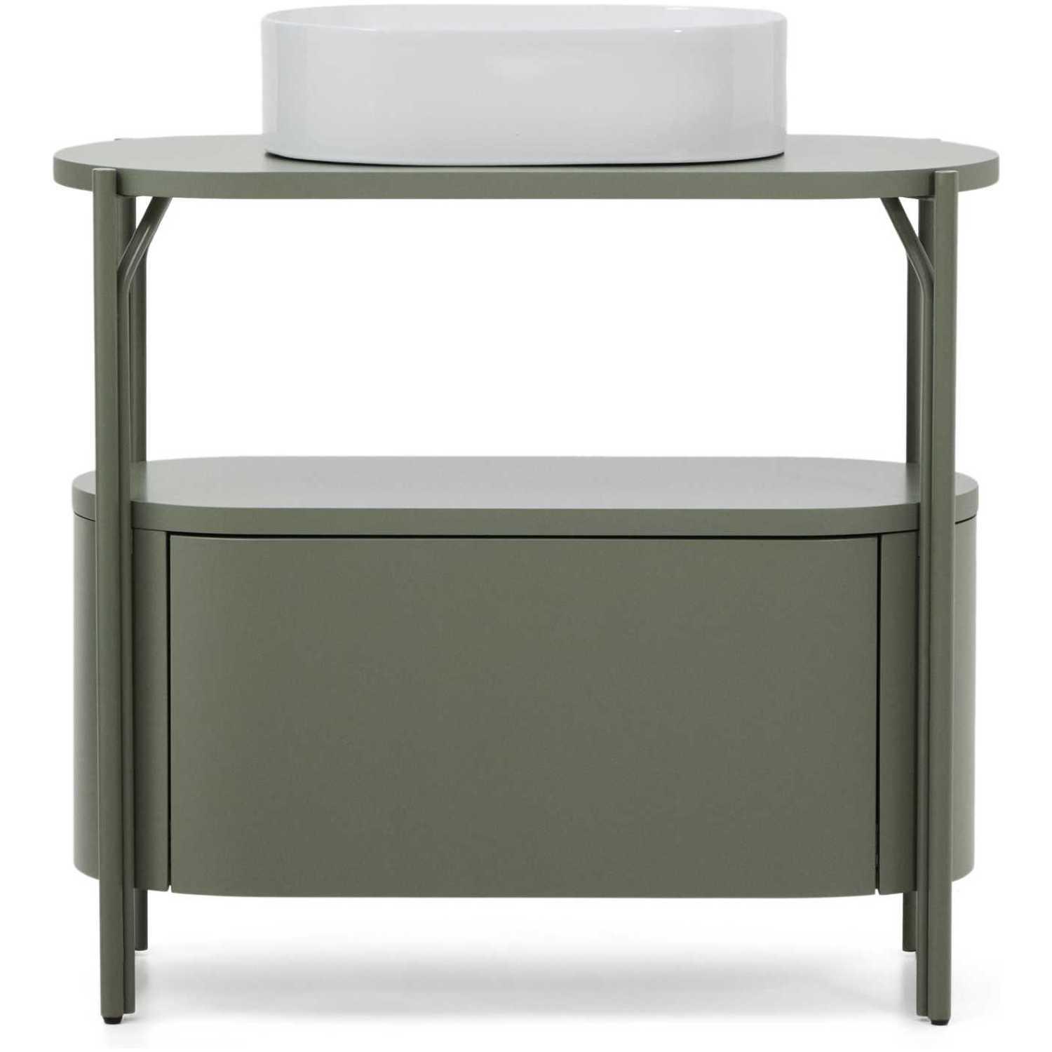 Badezimmermöbel Arely mit Stahlgestell und grün lackiertem MDF 90x40