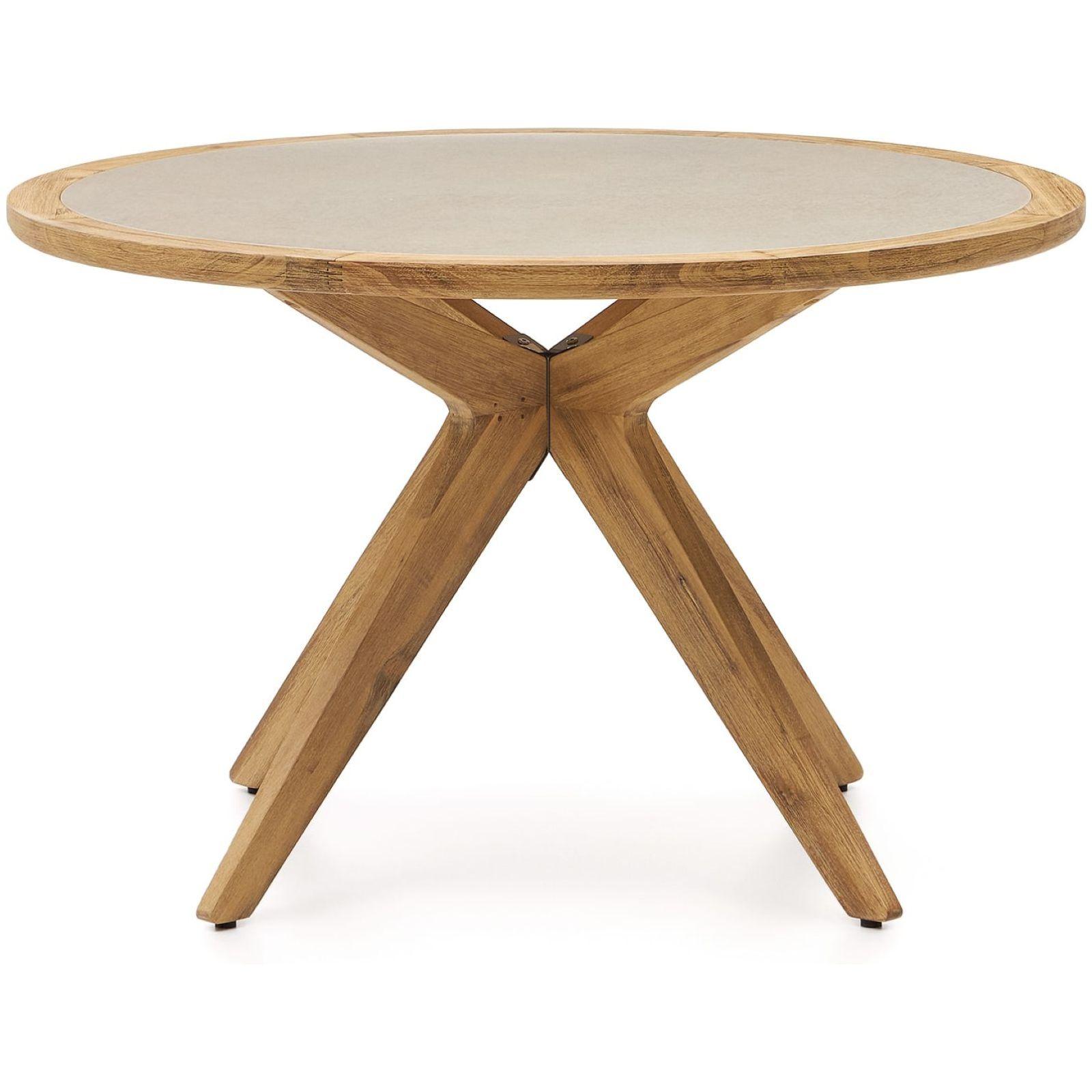 Esstisch Massivholz rund Julieta Akazienholz natur Polyzement beige 120x120 FSC