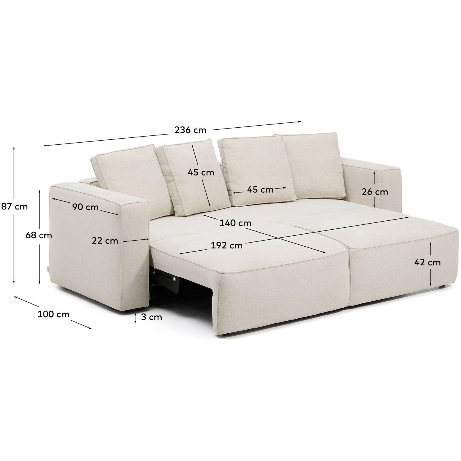 3-Sitzer Bettsofa Marela in beiger Chenille 236 cm FSC Mix Credit