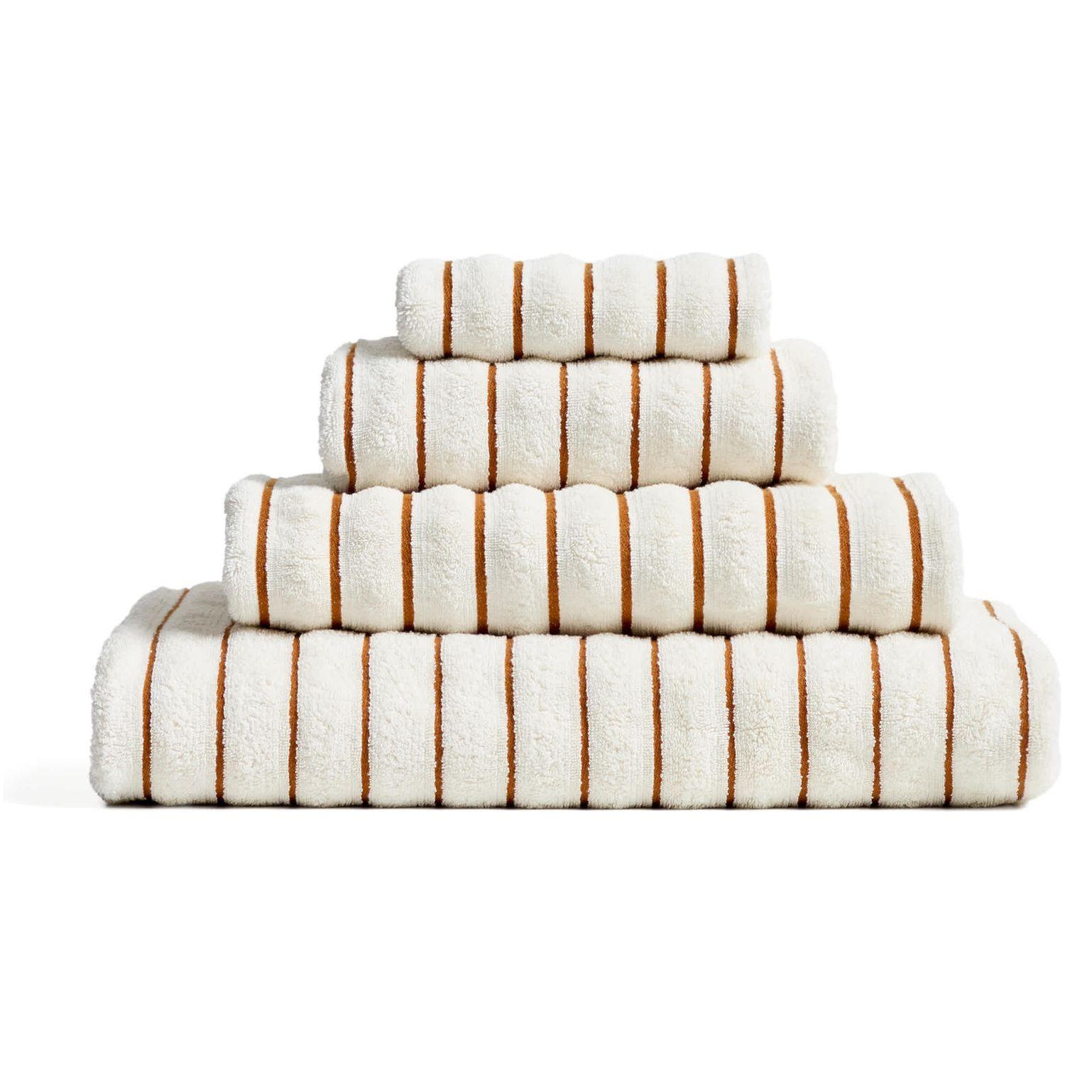Handtuch Dorane aus 100 % Baumwolle mit orangefarbenen Streifen 50 x 90 cm