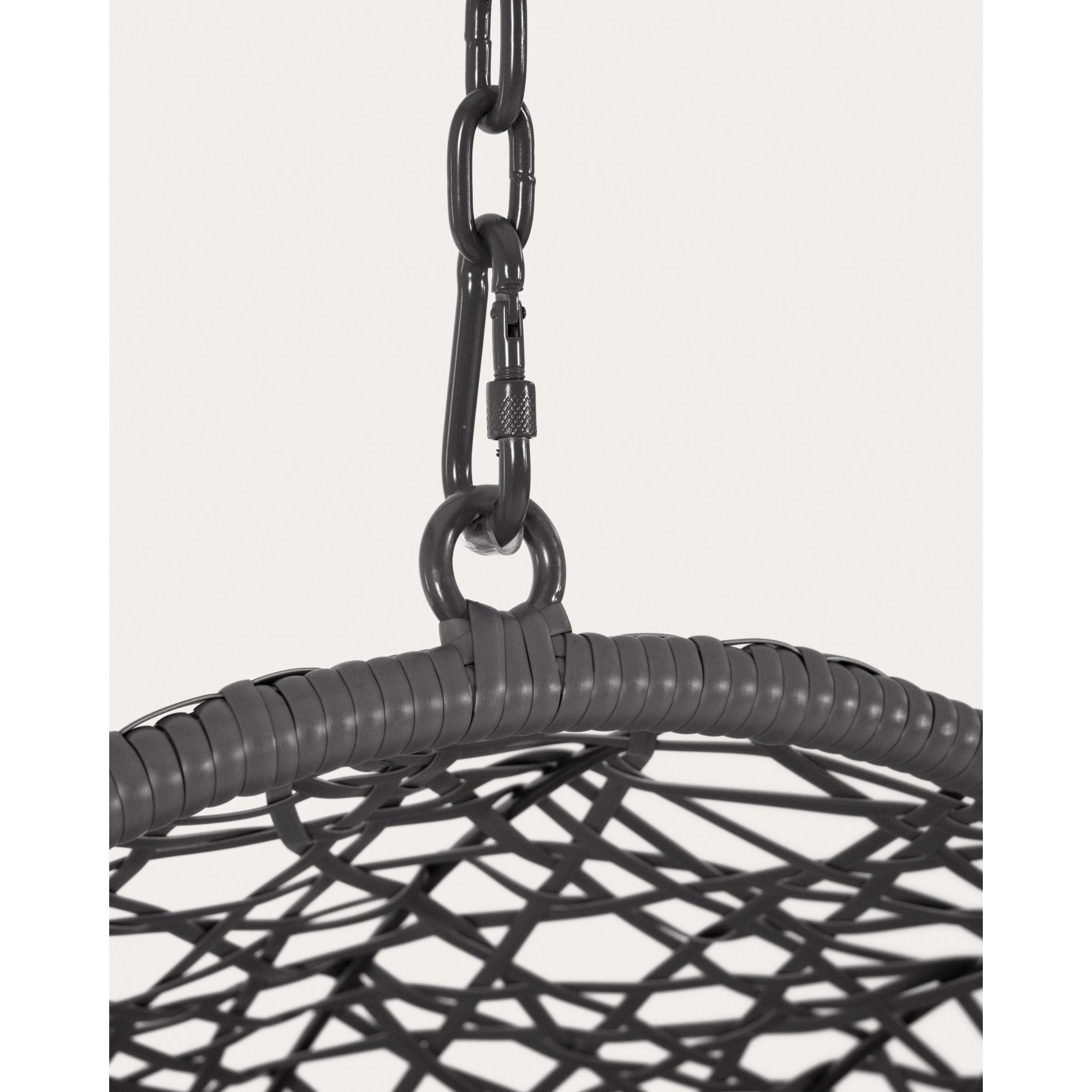 Garten Hängesessel Florence Poly Rattan dunkelgrau Fuss hellgrau
