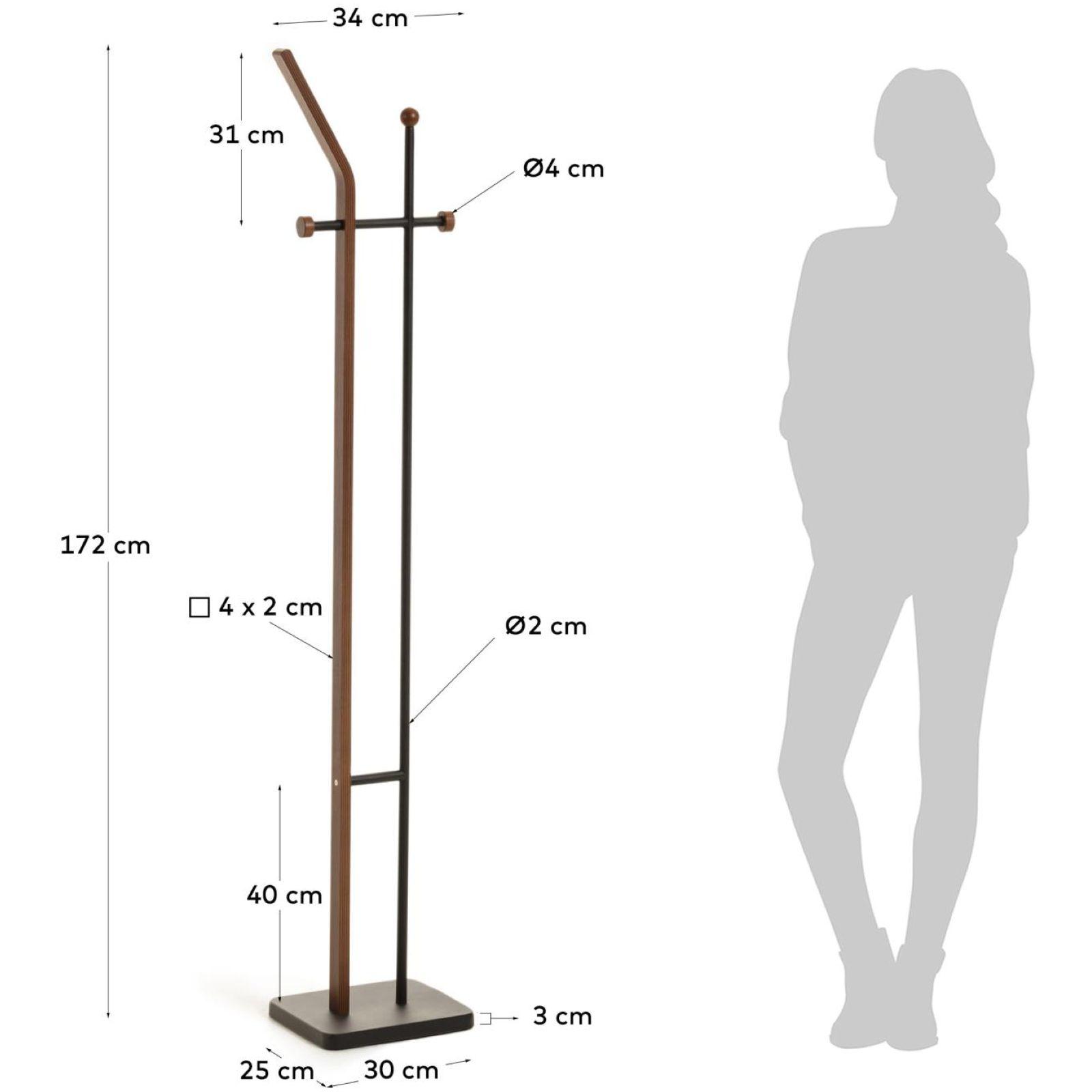 Garderobenständer Magali Walnussfurnier Stahl 172 cm