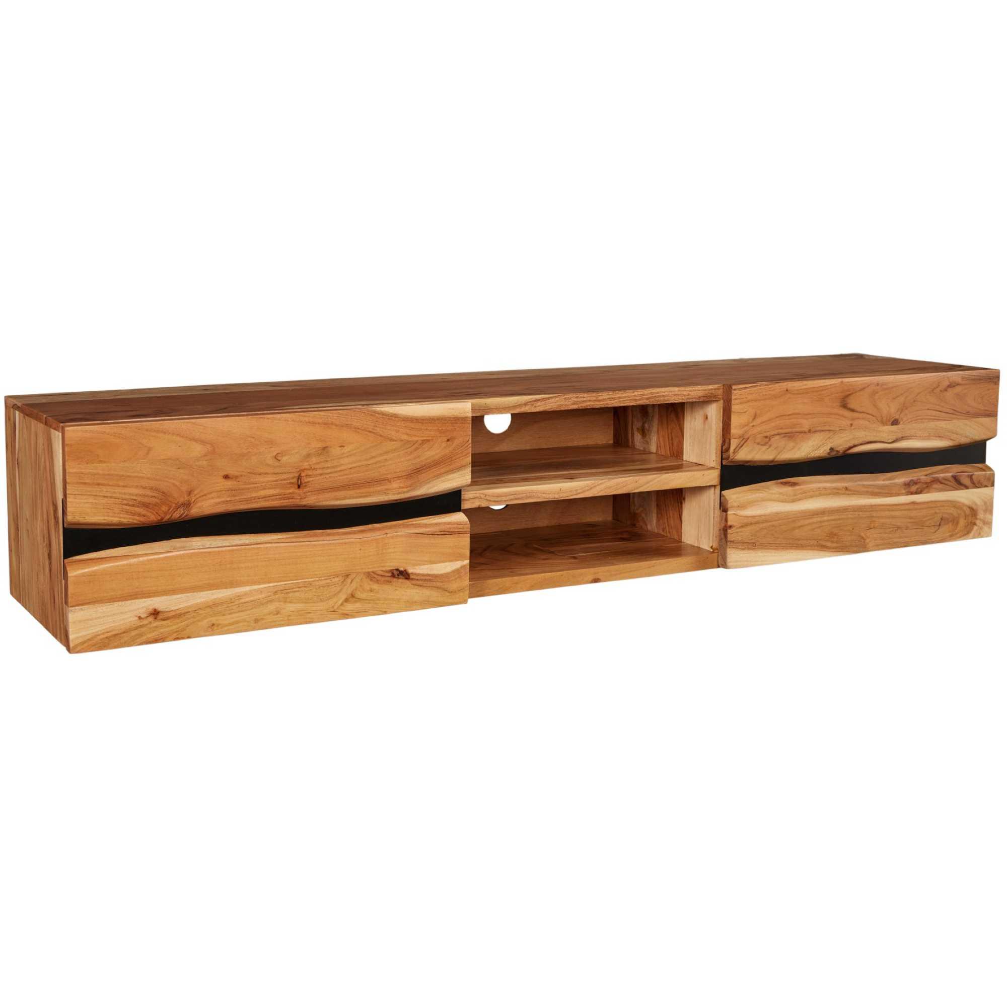 TV Wandmöbel Nature Line 160 Akazienholz Baumkante
