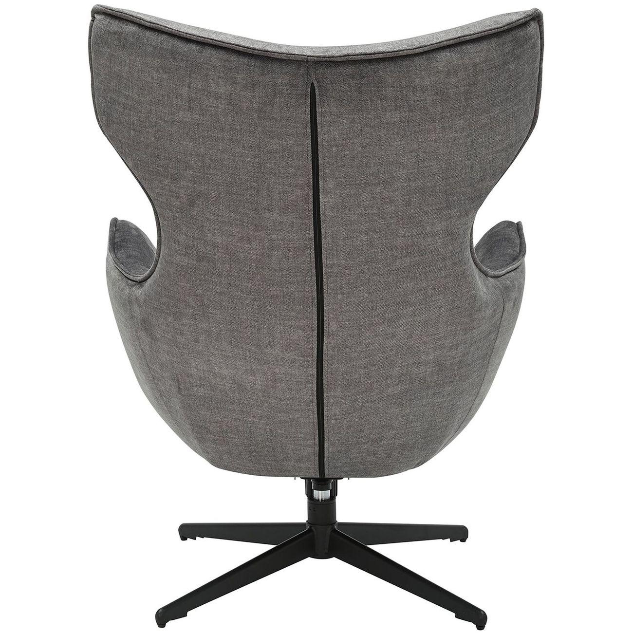 Relaxsessel drehbar Vana Samt Stoff grau Metall schwarz
