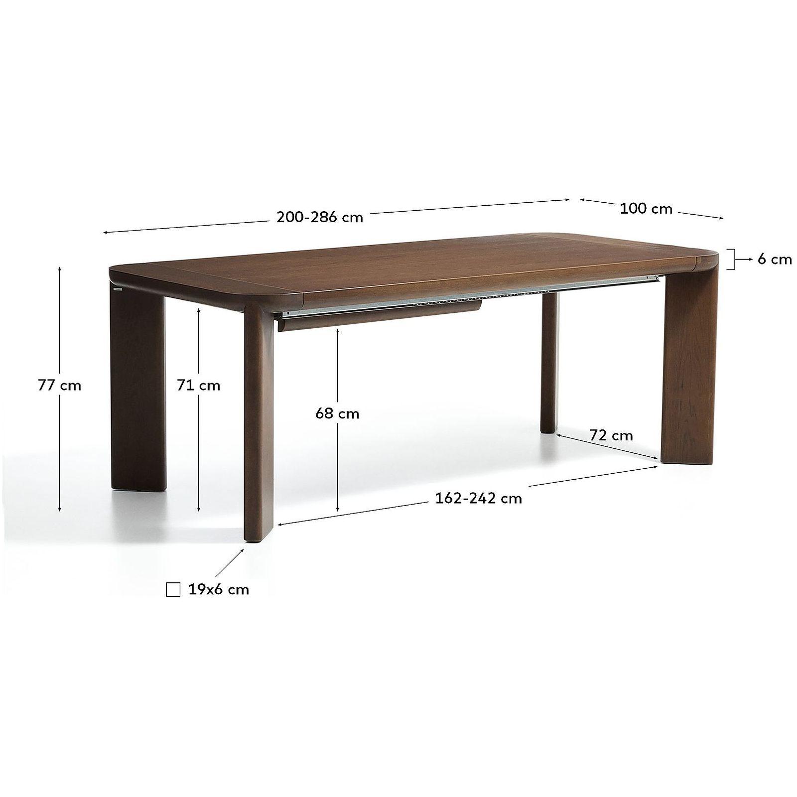 Esstisch Ausziehtisch Jondal Massivholz und Eichenfurnier nussbaumfinish 100 % FSC - Grösse: 200-286x100 cm