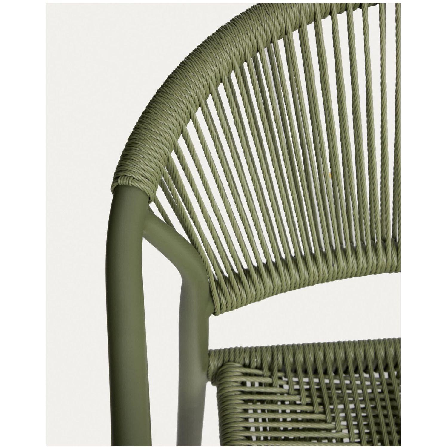 Ausziehtisch Brela aus Aluminium und 6 Stapelstühle Livadia aus Aluminium und grünem Kunst