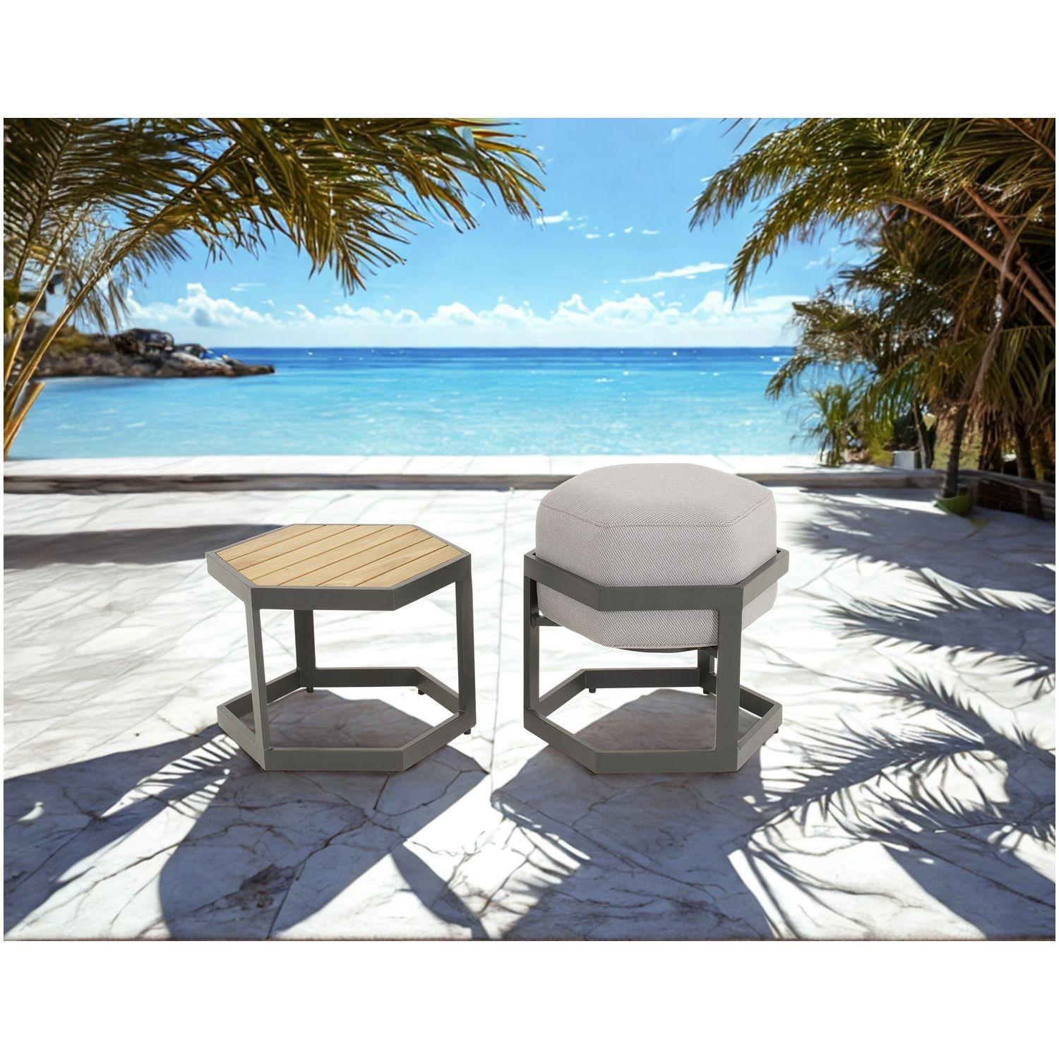 Gartenhocker Aron Aluminium anthrazit Stoff