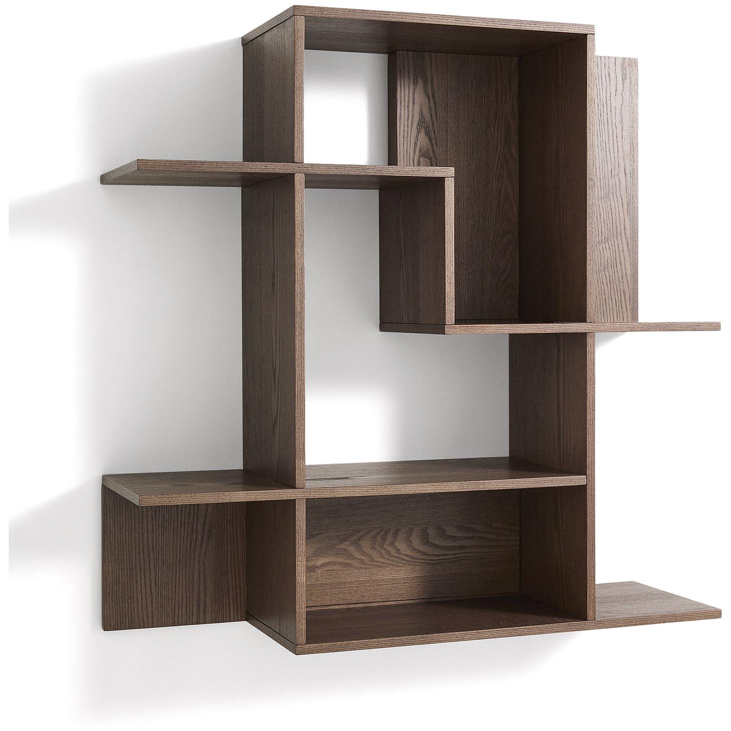 Modularregal Ina aus Eschenfurnier mit Finish in Nussbaumton 80x80 FSC 100%