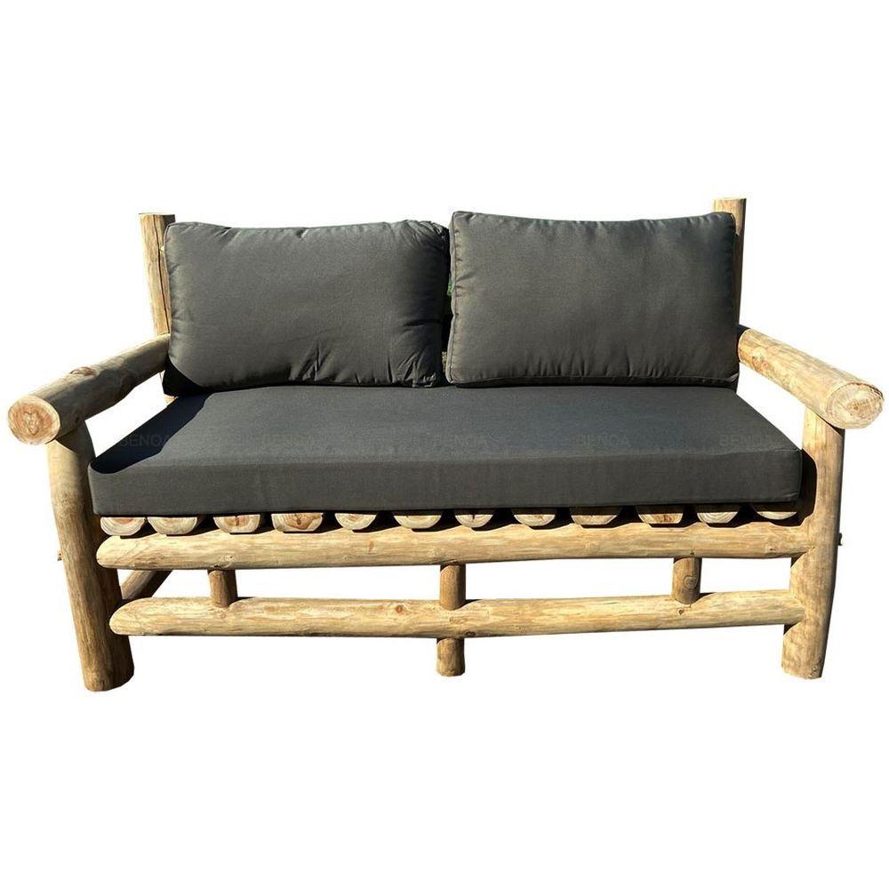 Garten Sitzgruppe Massivholz Teak natur Woody Baumstamm (4-teilig)