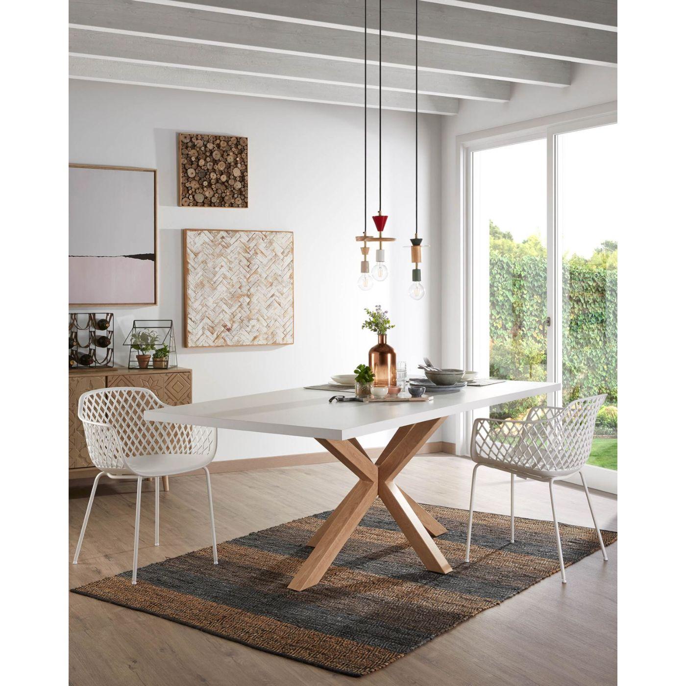 Argo Tisch 160 x 100 cm mit weißem Melamin und Stahlbeinen mit Holzeffekt