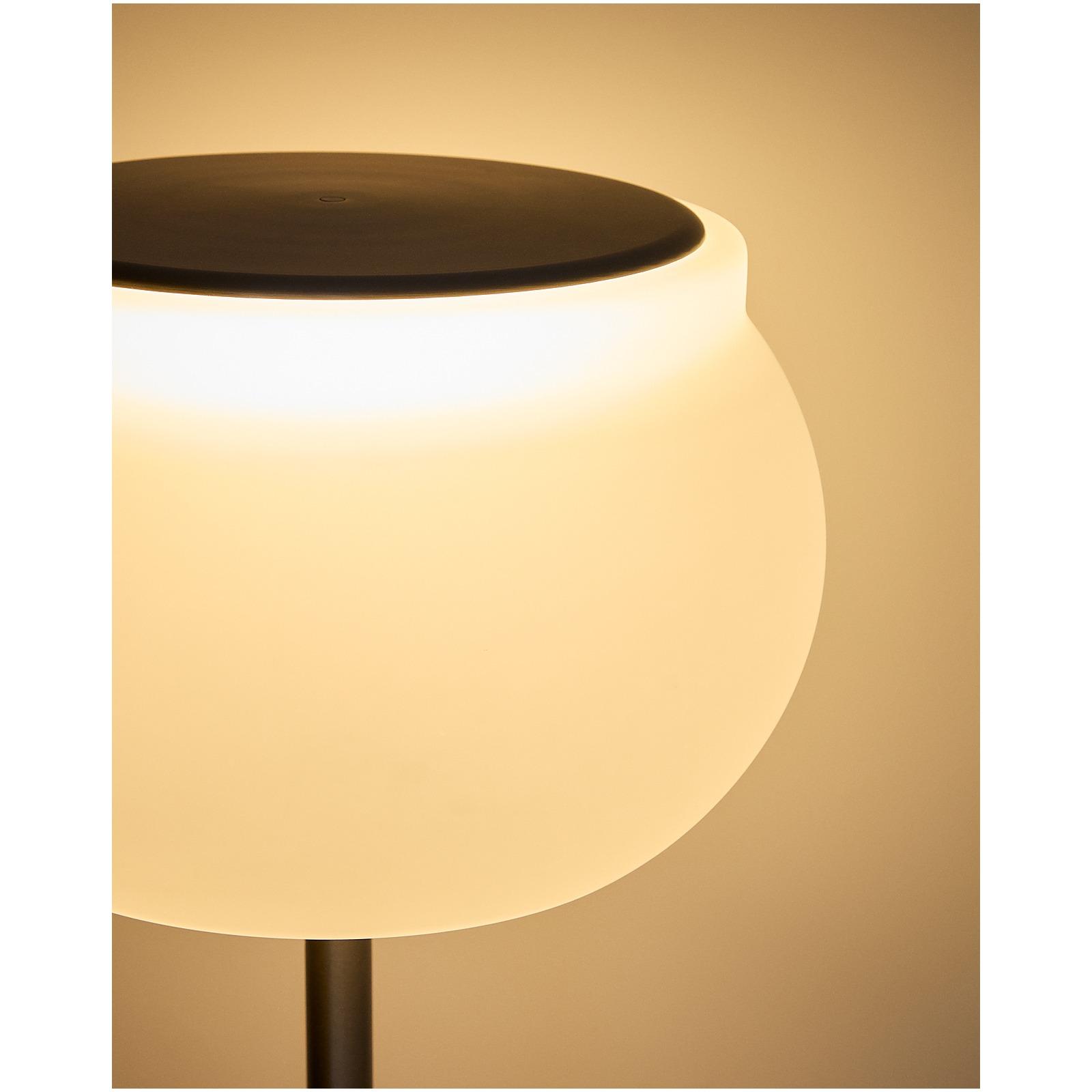 LED-Stehlampe Leruna aus satiniertem Glas und Metall mit verzinktem Finish