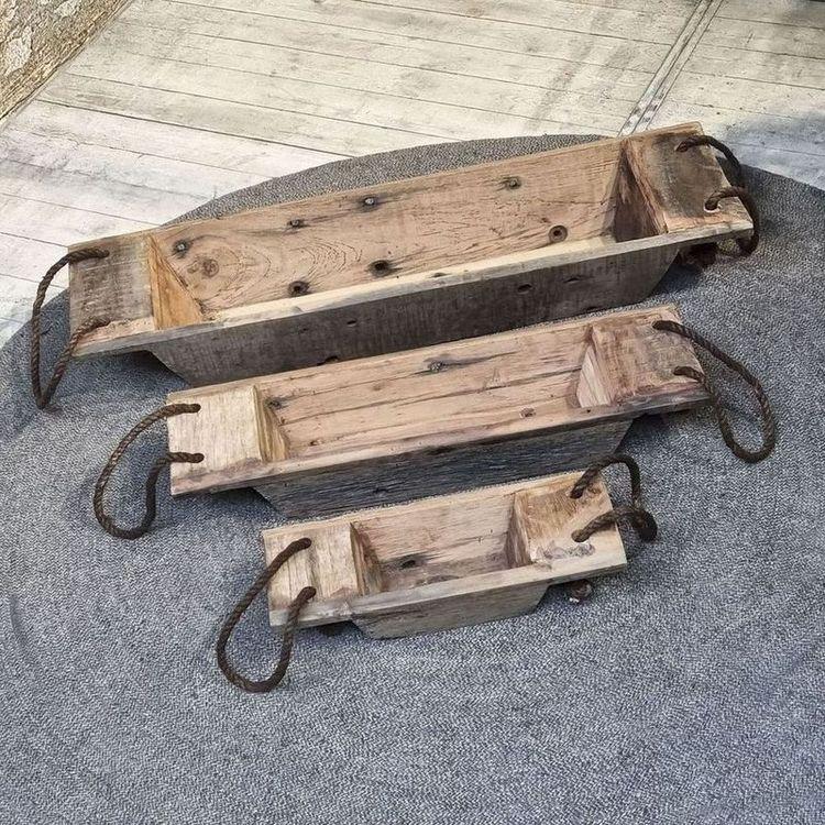 Hängeregal Khaliya recyceltes Teakholz UNIKAT (3er-Set)