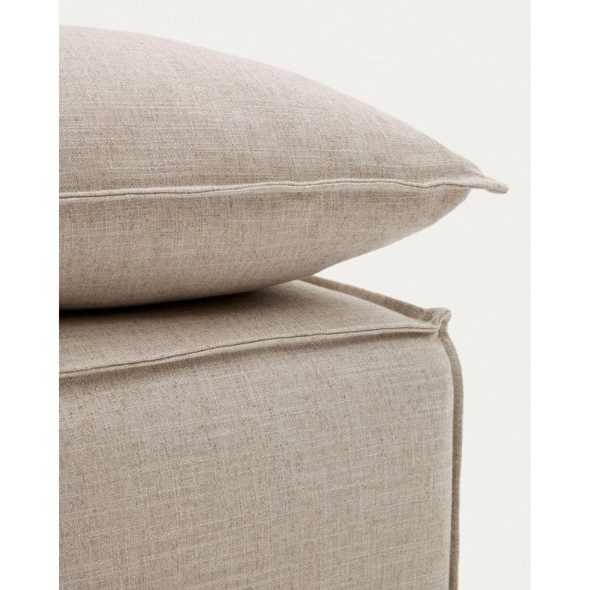 Bezug für Fussablage Hocker Anarela aus Leinen in Beige 80x80