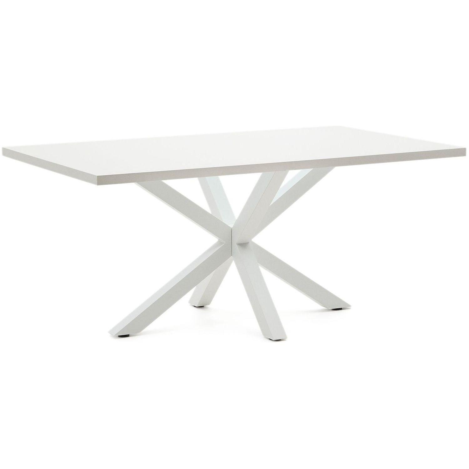 Argo Tisch 180 x 100 cm mit Melamin weiß und weißen Stahlbeinen