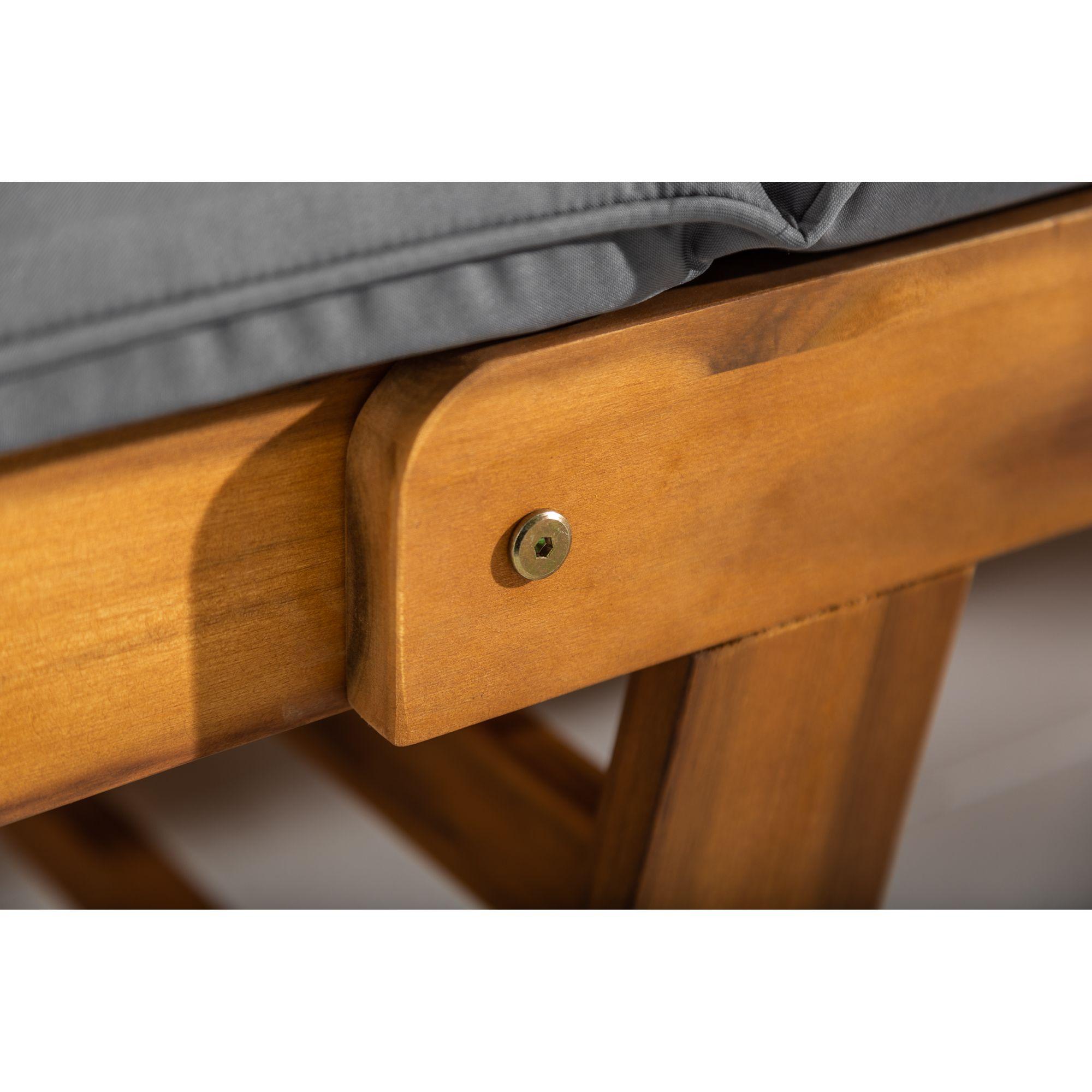 Gartenbank Gartensofa mit Funktion Akazienholz Natur Stoff Grau 152