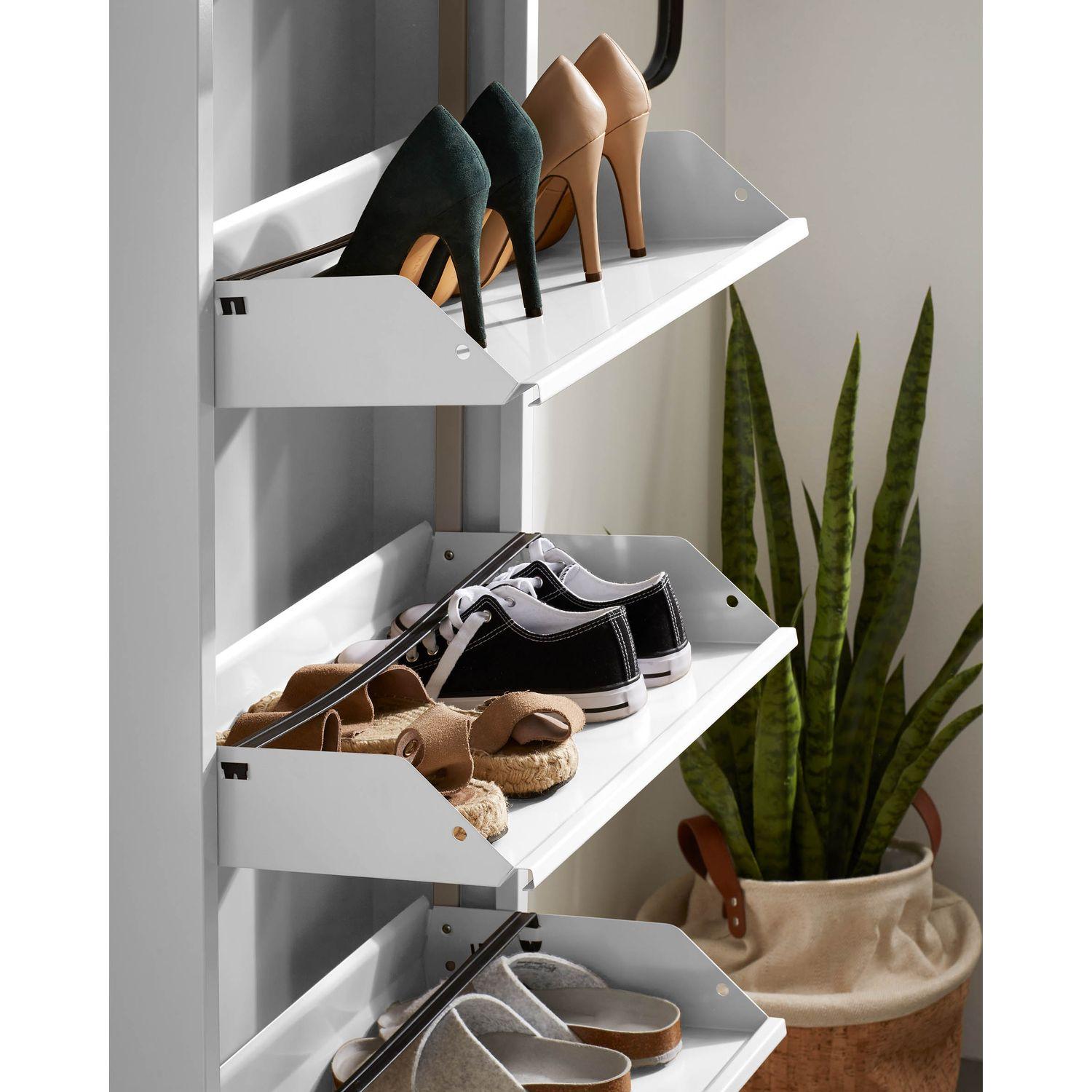Schuhschrank mit 3 Klappen Metall weiss 50x103