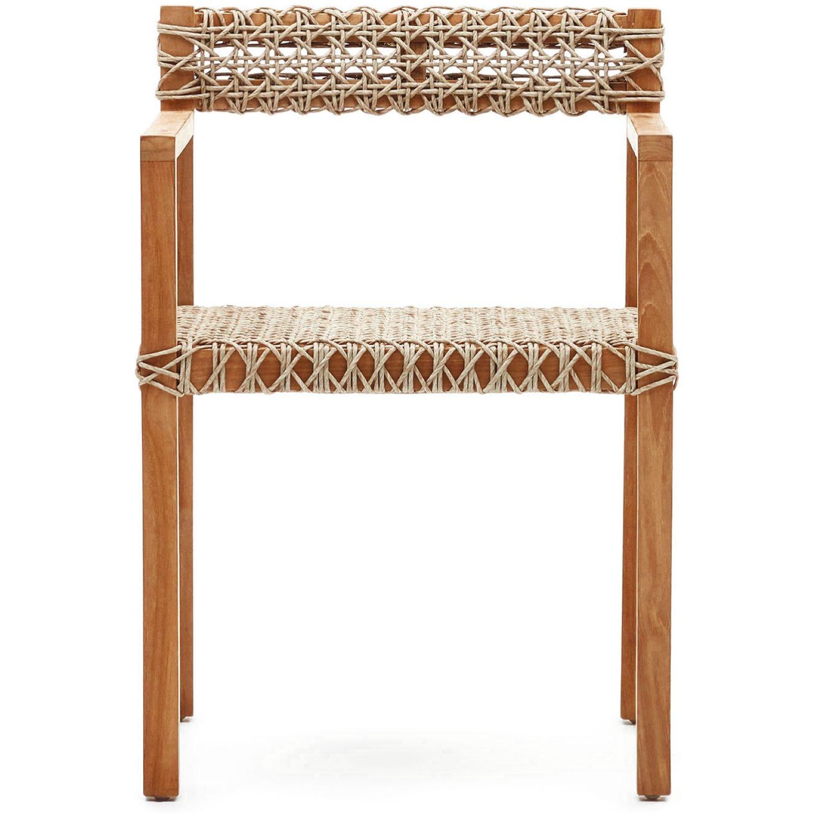 Gartenstuhl mit Armlehne Giverola massives Teakholz Rattan